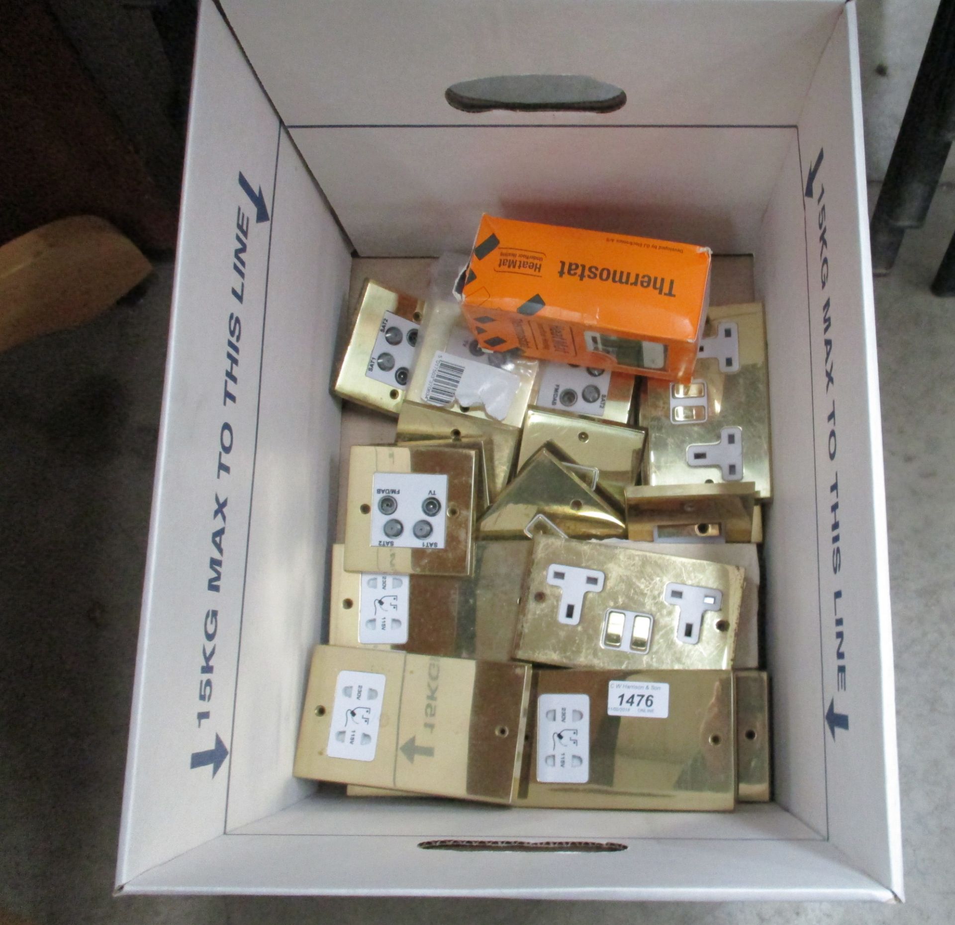 Contents to box - brass coated plug points etc.