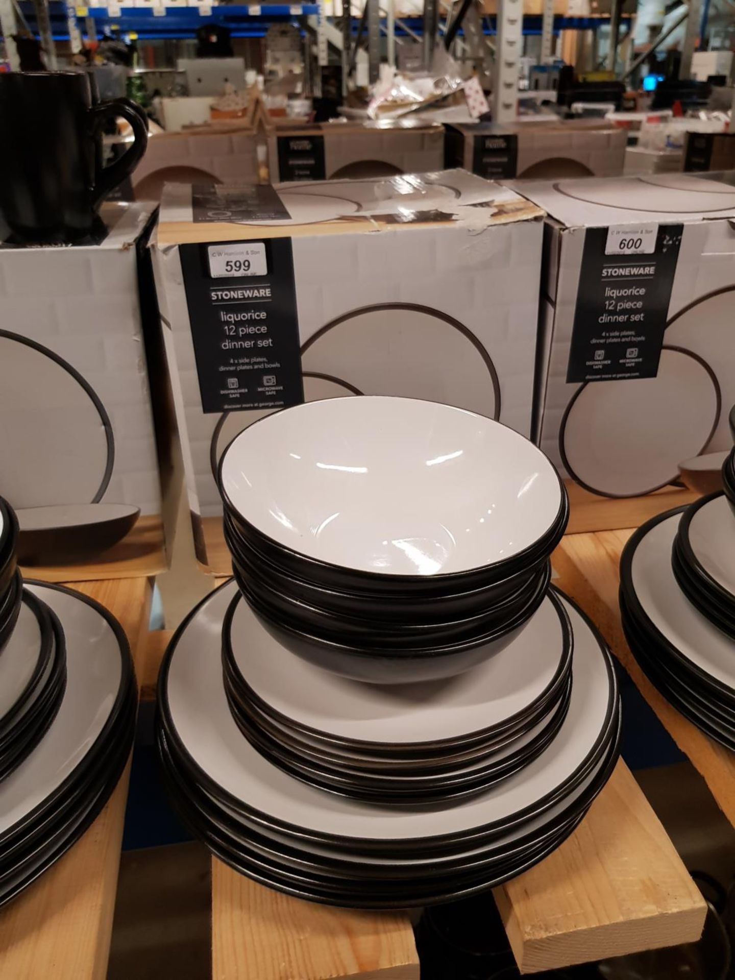 12 Piece Stoneware Liquorice Dinner Set