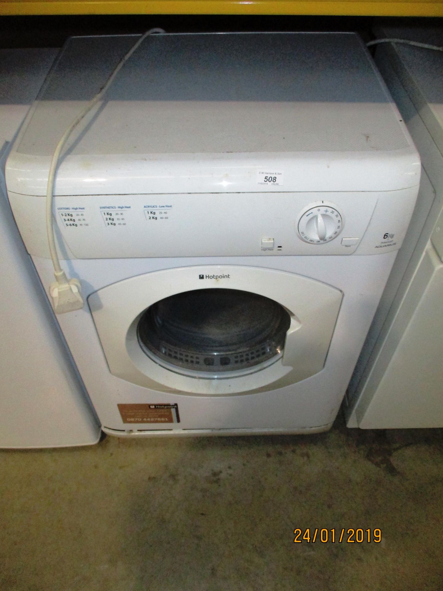 A Hotpoint 6kg TVM560 Aquarius tumble dryer