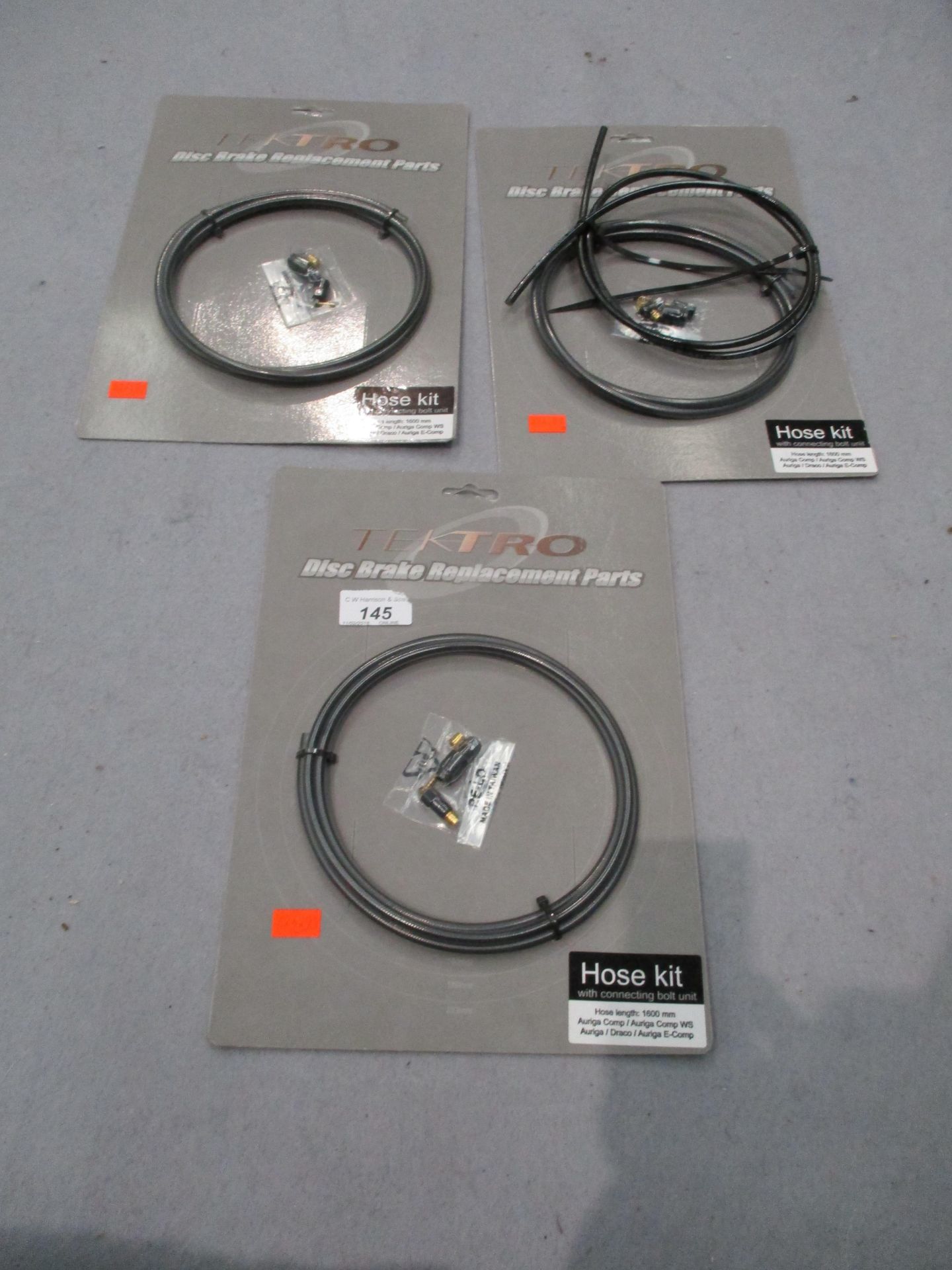 3 x Tektro 1600mm hose kits with connecting bolt units