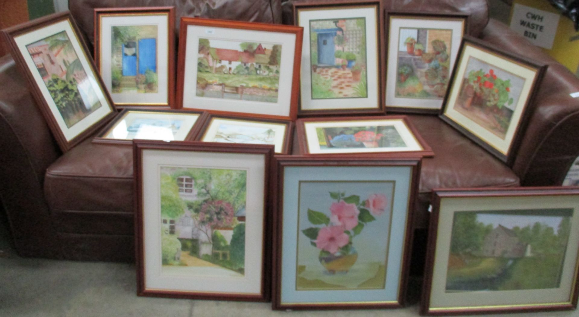 Jean Farthing 13 various framed watercolours 'Cottage scenes', 'Still life' etc.