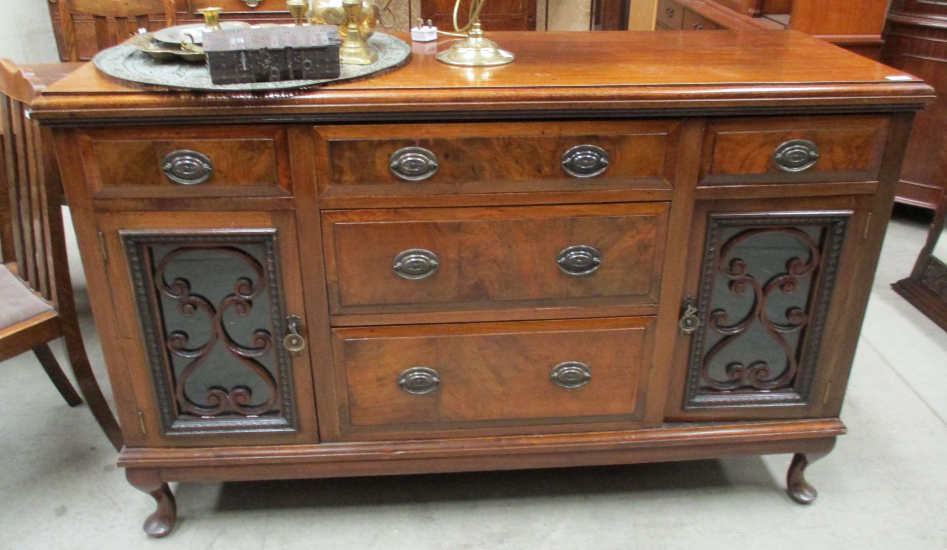 A mahogany 4 drawer 2 door sideboard 150cm long