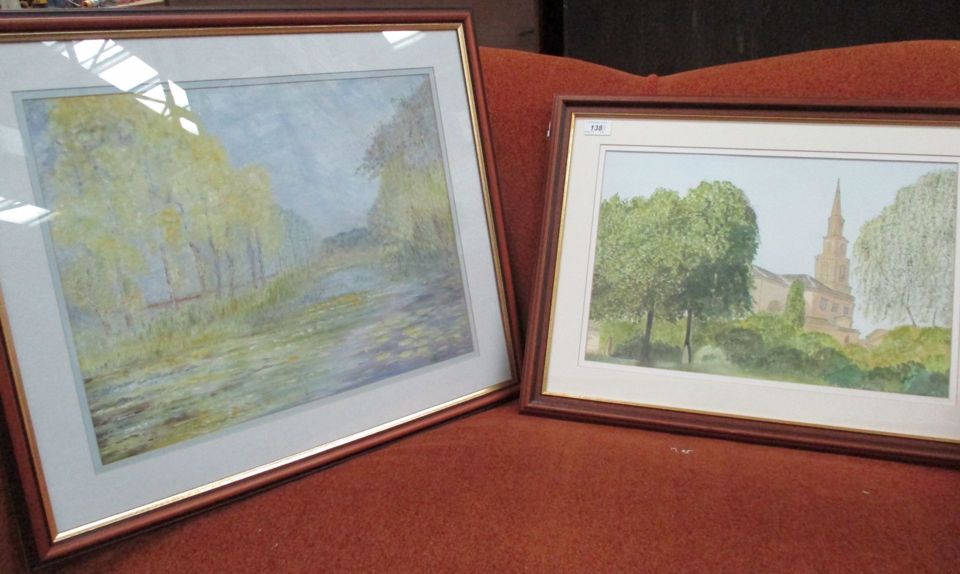 Jean Farthing 2 framed watercolours 'St Peters Church,