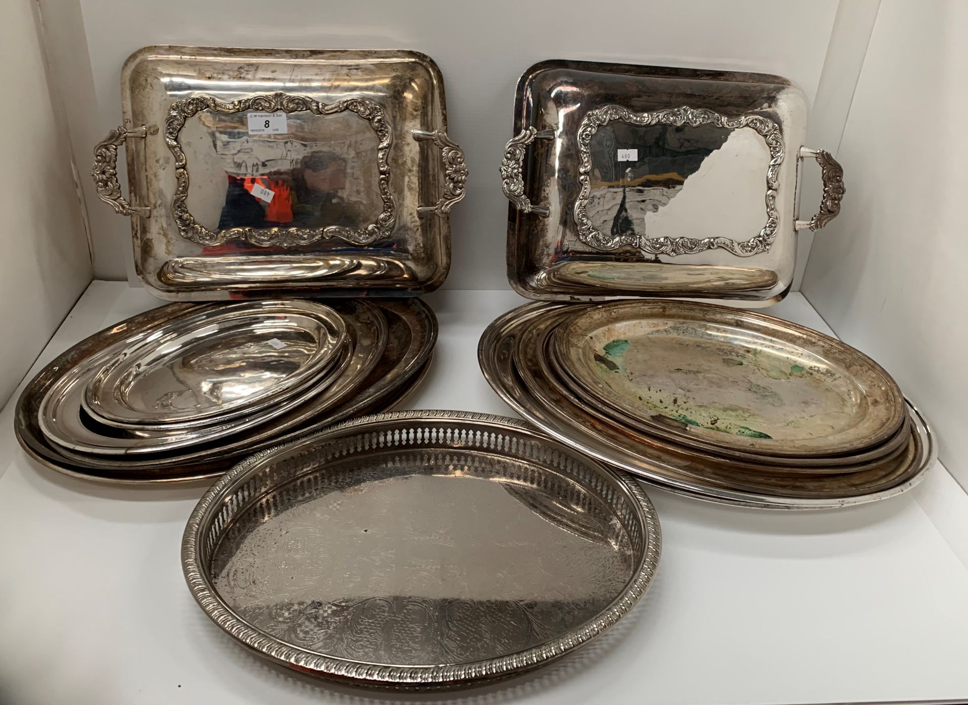 A quantity of plated oval platters,