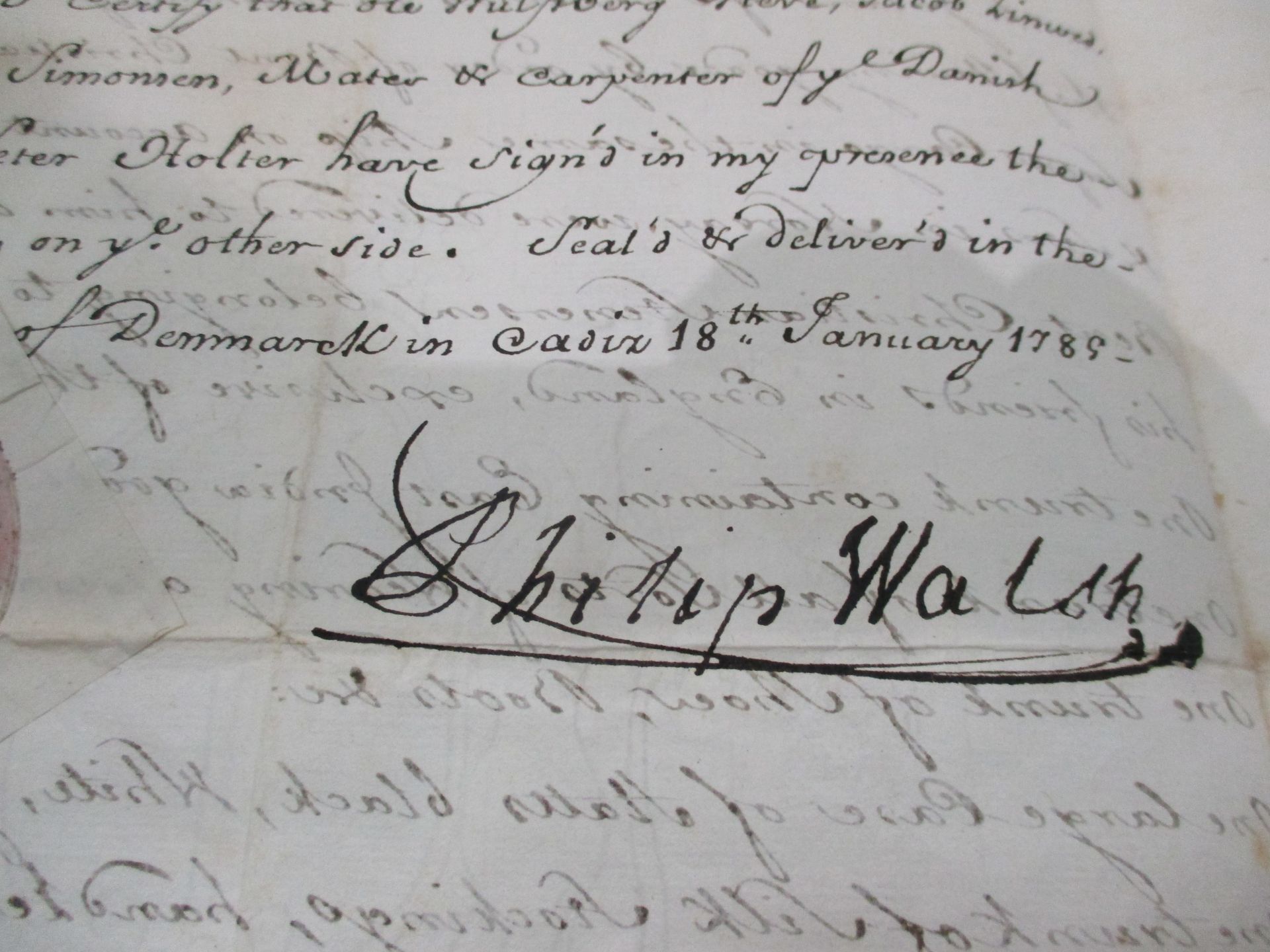 An interesting and intriguing Affidavit written aboard ship in 1785 concerning the affairs of it's - Image 5 of 6