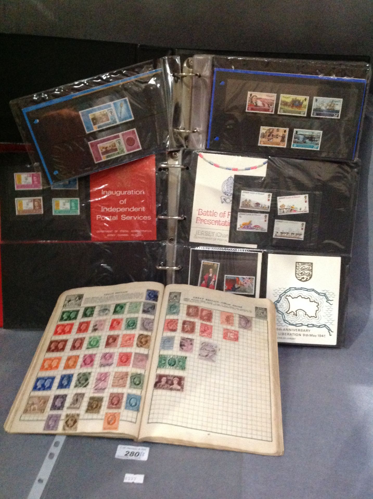 Two albums of stamps relating to the Island of Jersey including pictorial postage stamps,