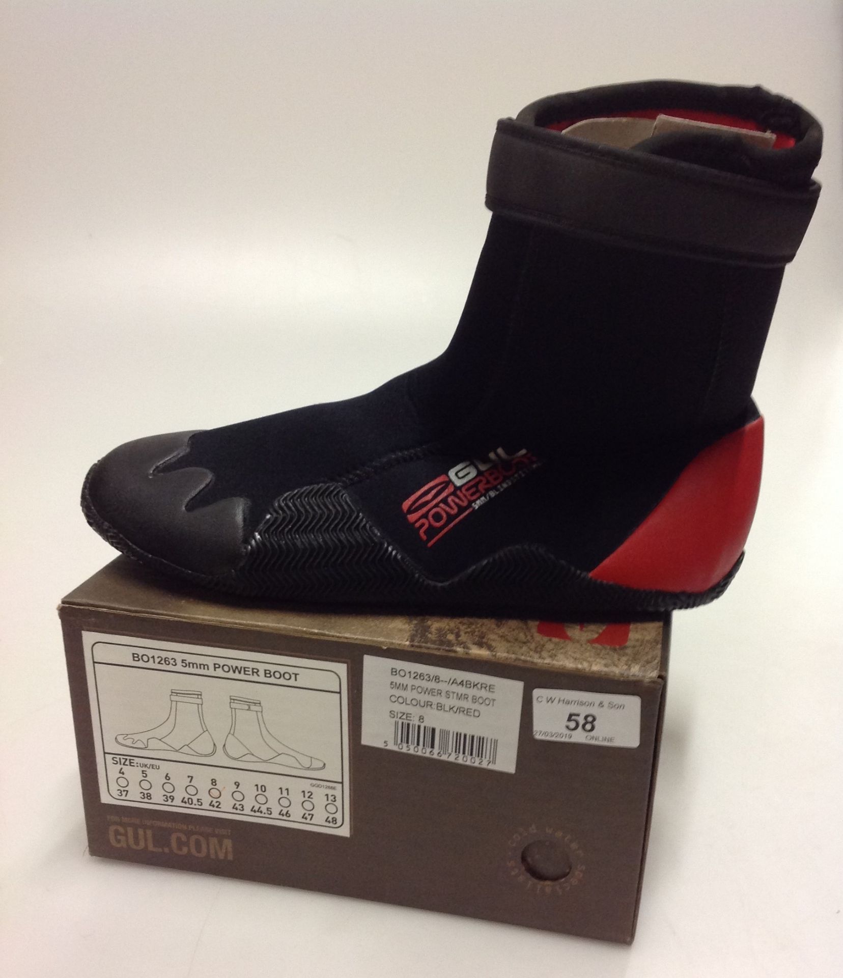 Pair of Gul 5MM Power STMR boots red and black- size 8