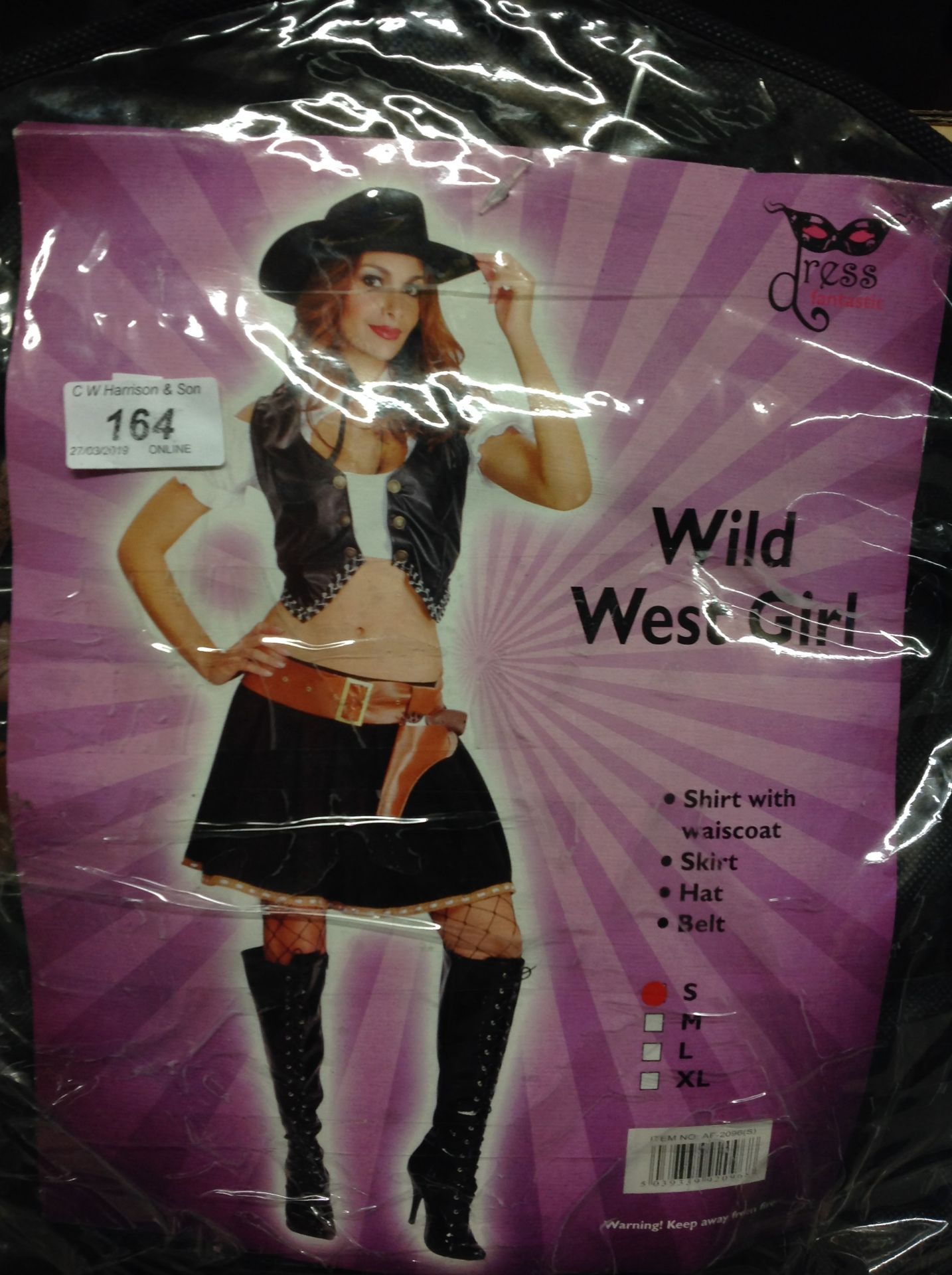 13 x dress fantastic adult wild west girl costumes sizes S/M - please note blue crates are not