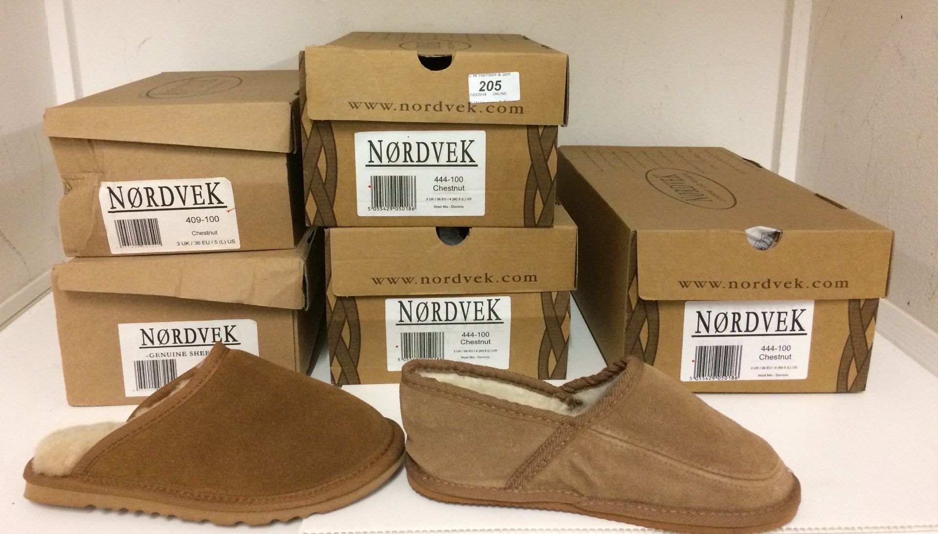5 x assorted pairs of Nordvek 100% sheepskin slippers size UK 3