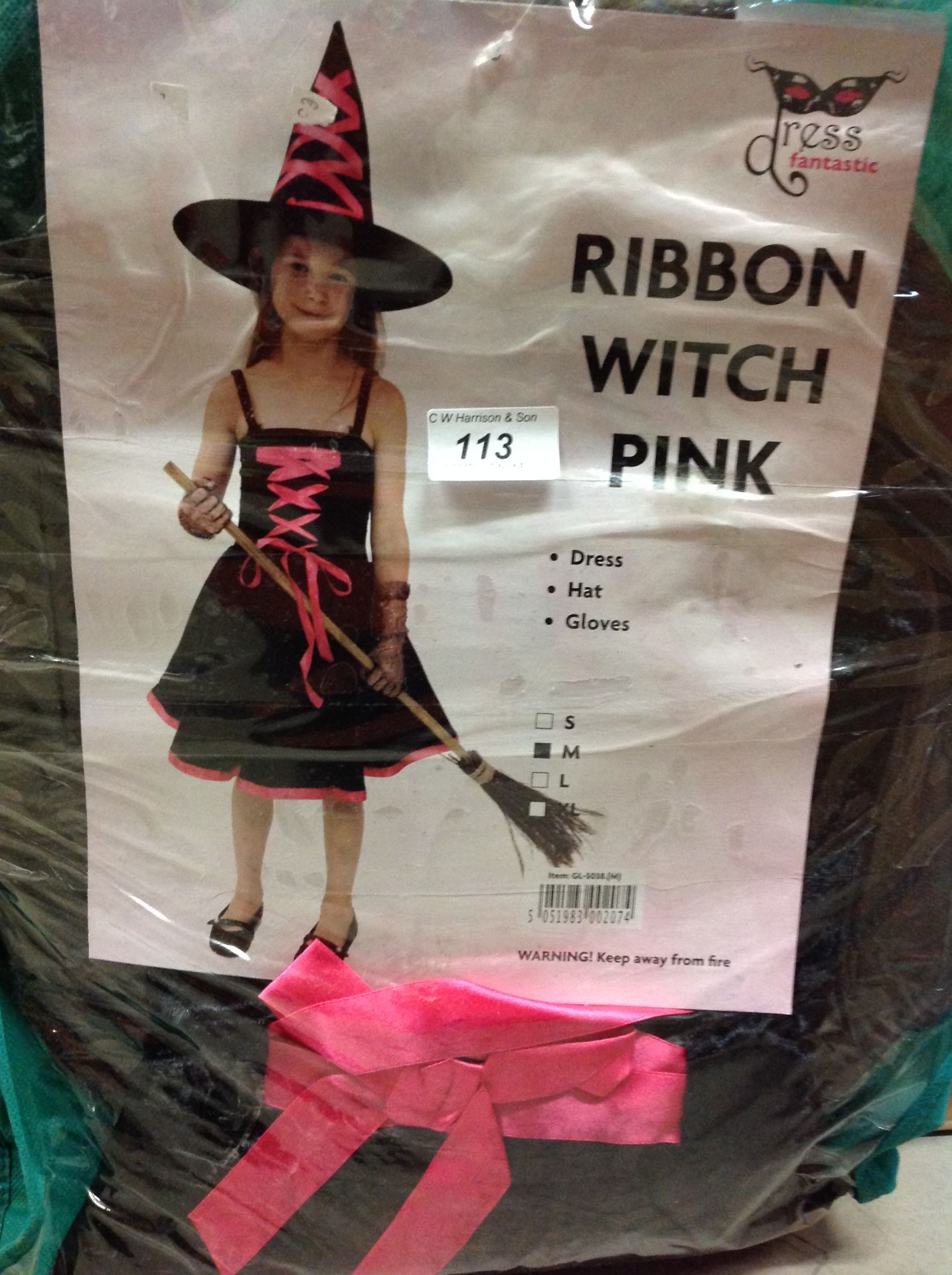 12 x Dress Fantastic children's pink ribbon witch fancy dress costumes size M - please note blue