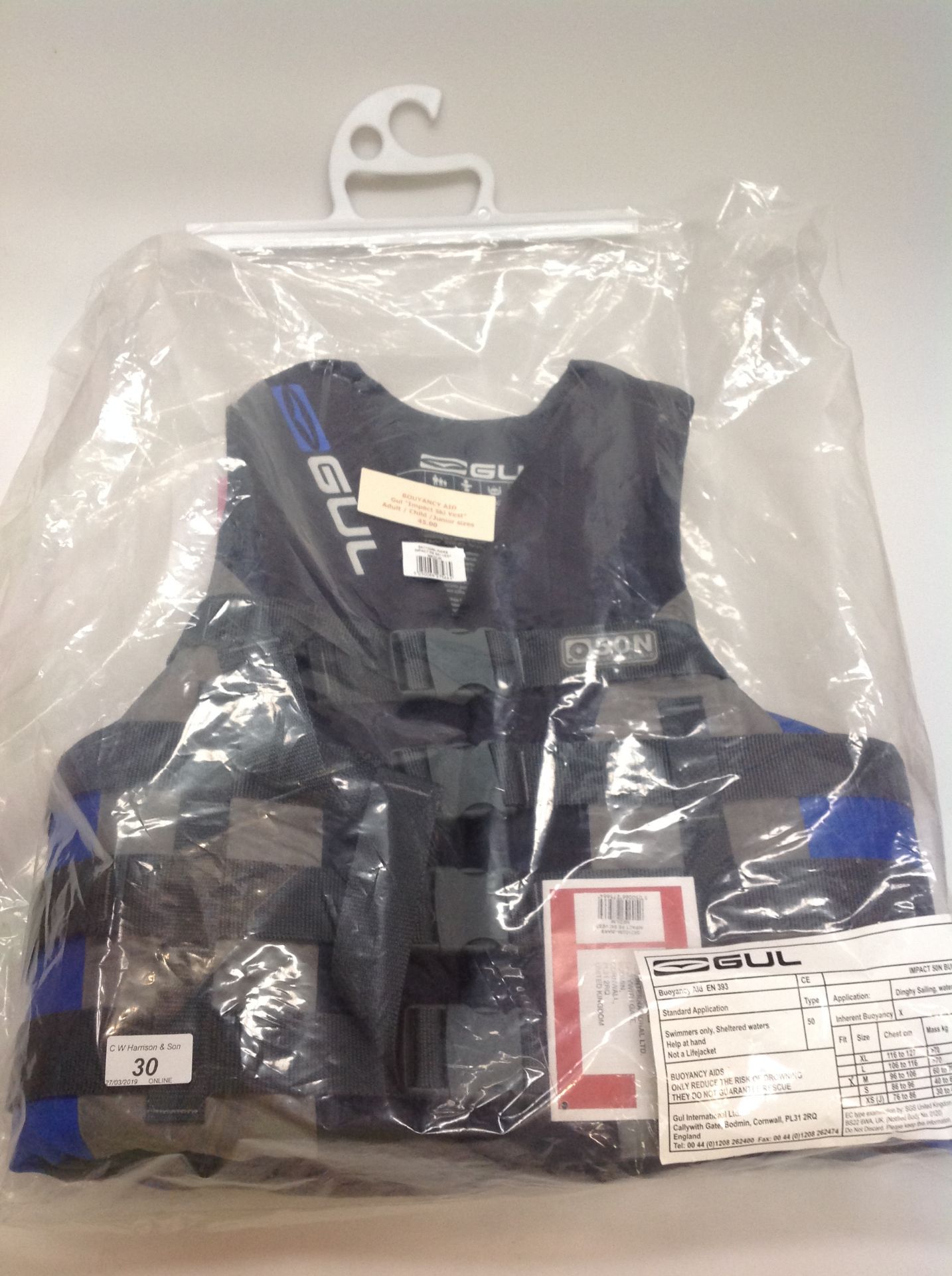 Gul Impact ski vest buoyancy aid in grey and blue - size M RRP £45