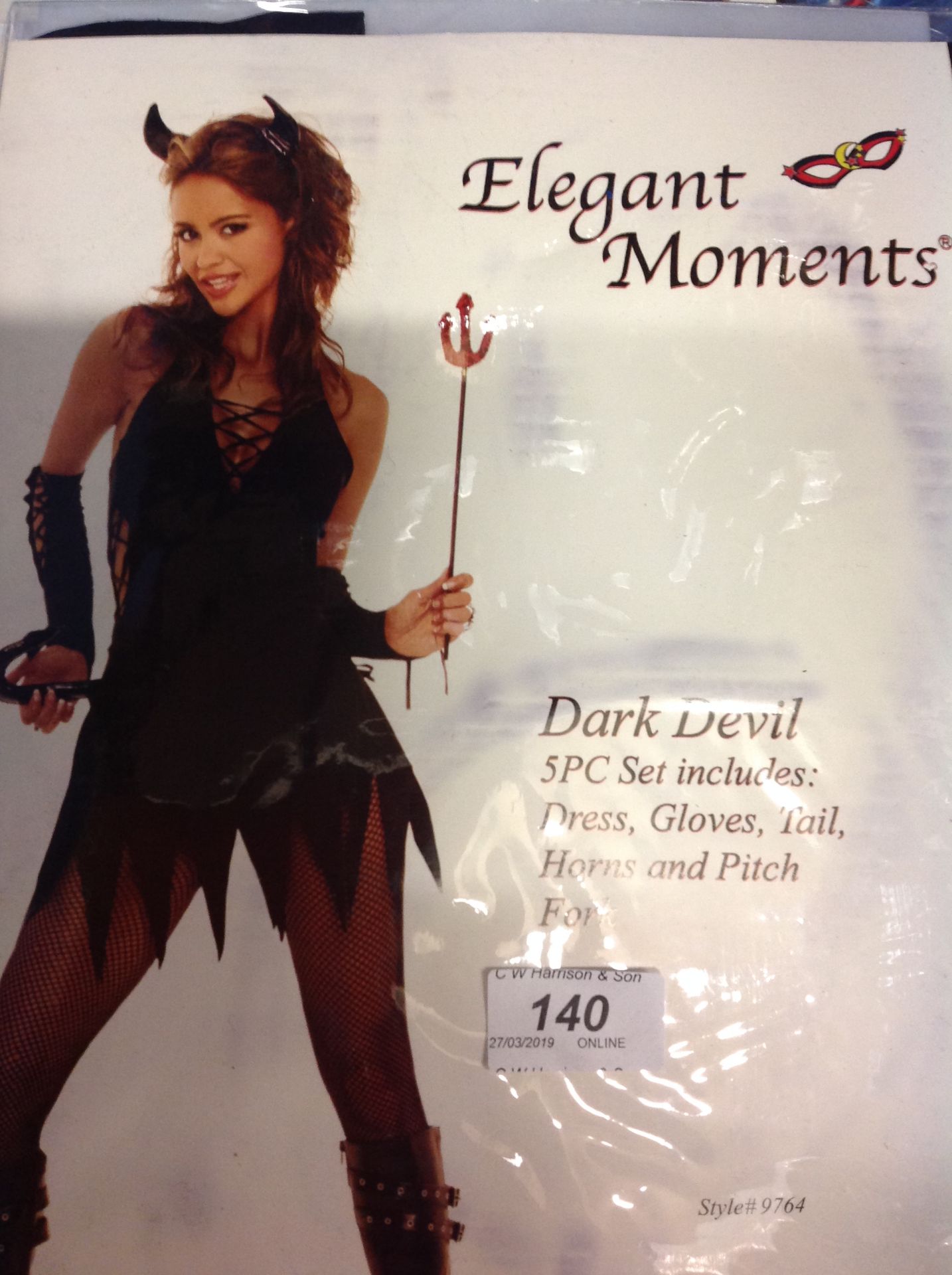 28 x Elegant Moments adults dark devil costumes size L - please note blue crates are not included