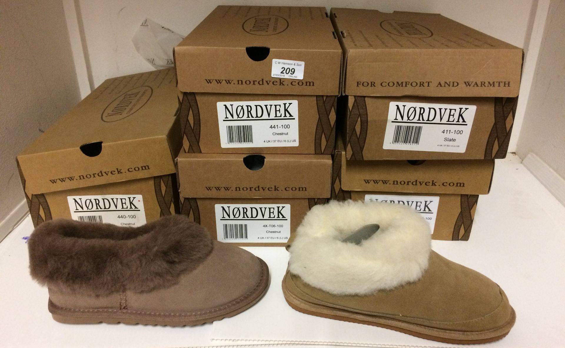 5 x assorted pairs of Nordvek 100% sheepskin slippers size UK 4