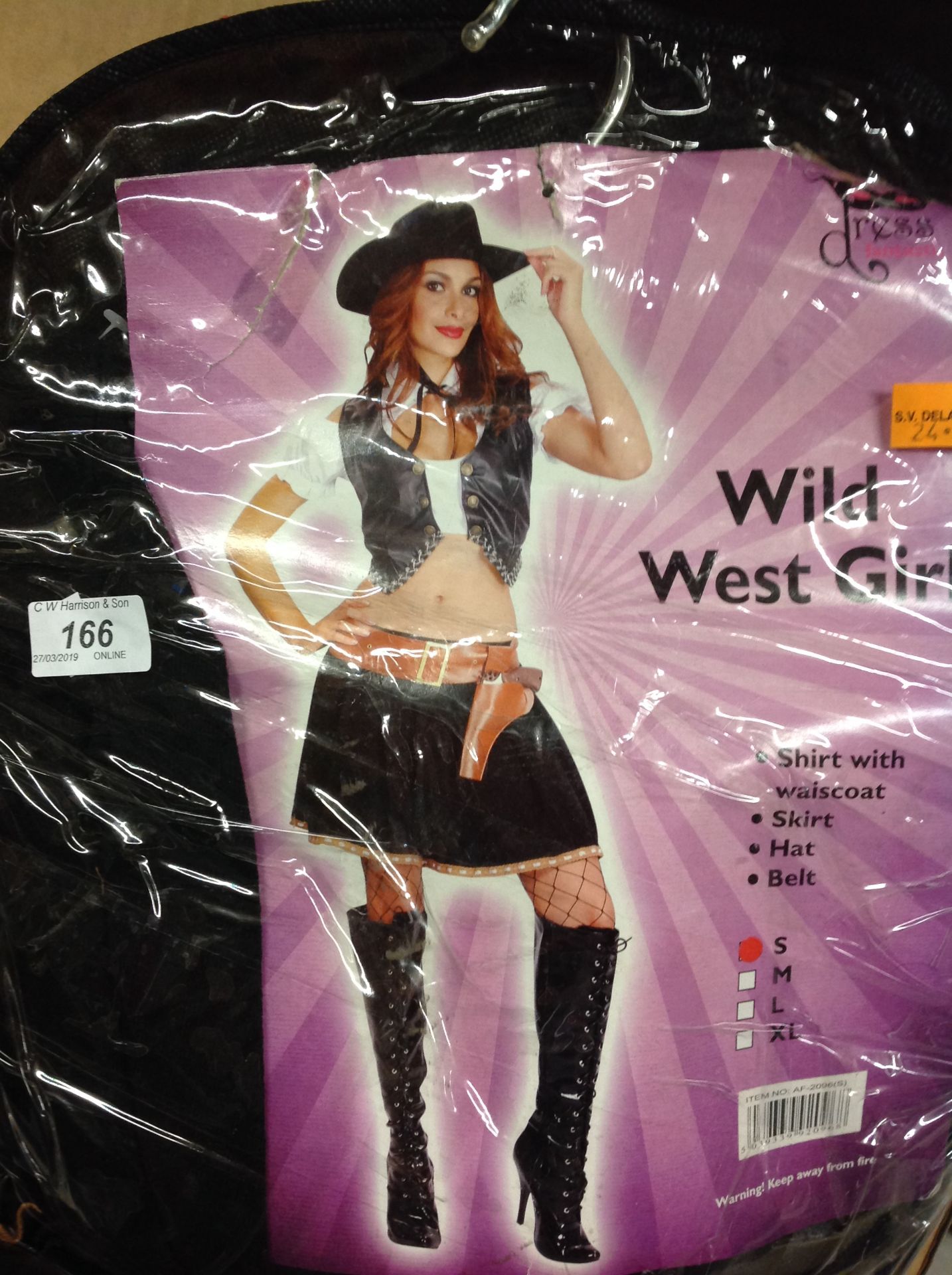 10 x Dress Fantastic adult wild west girl costumes size S - please note blue crates are not