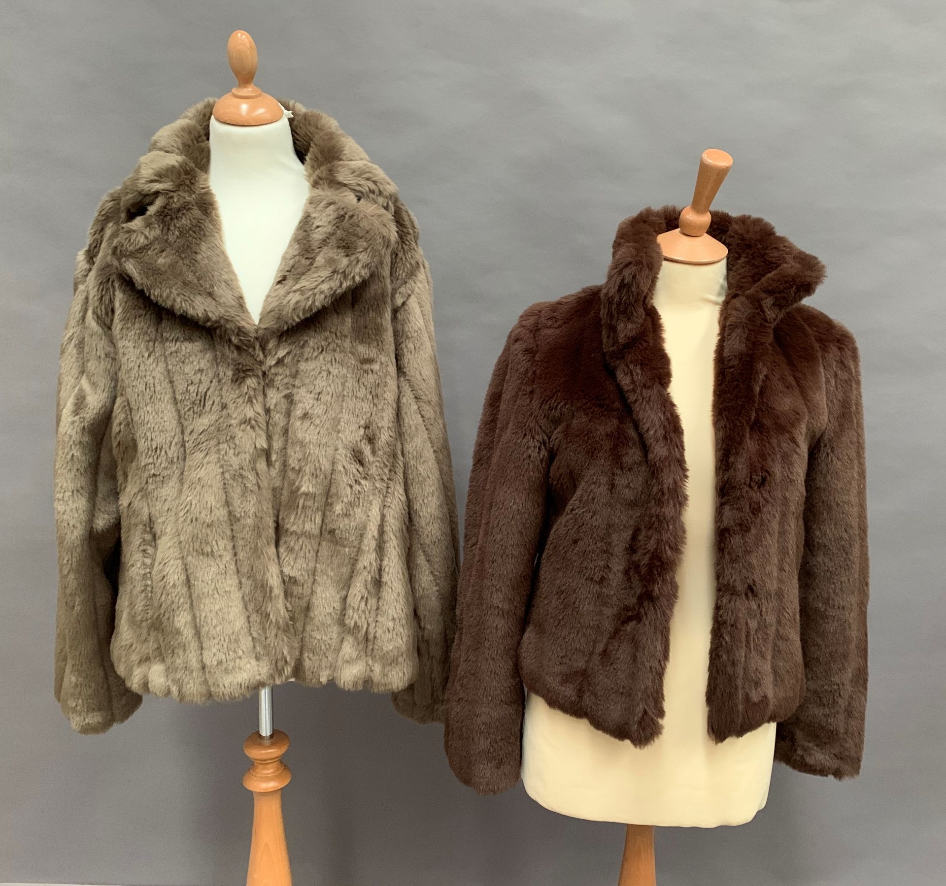 Two lady's faux fur jackets by George and New Look - size 8 and 22