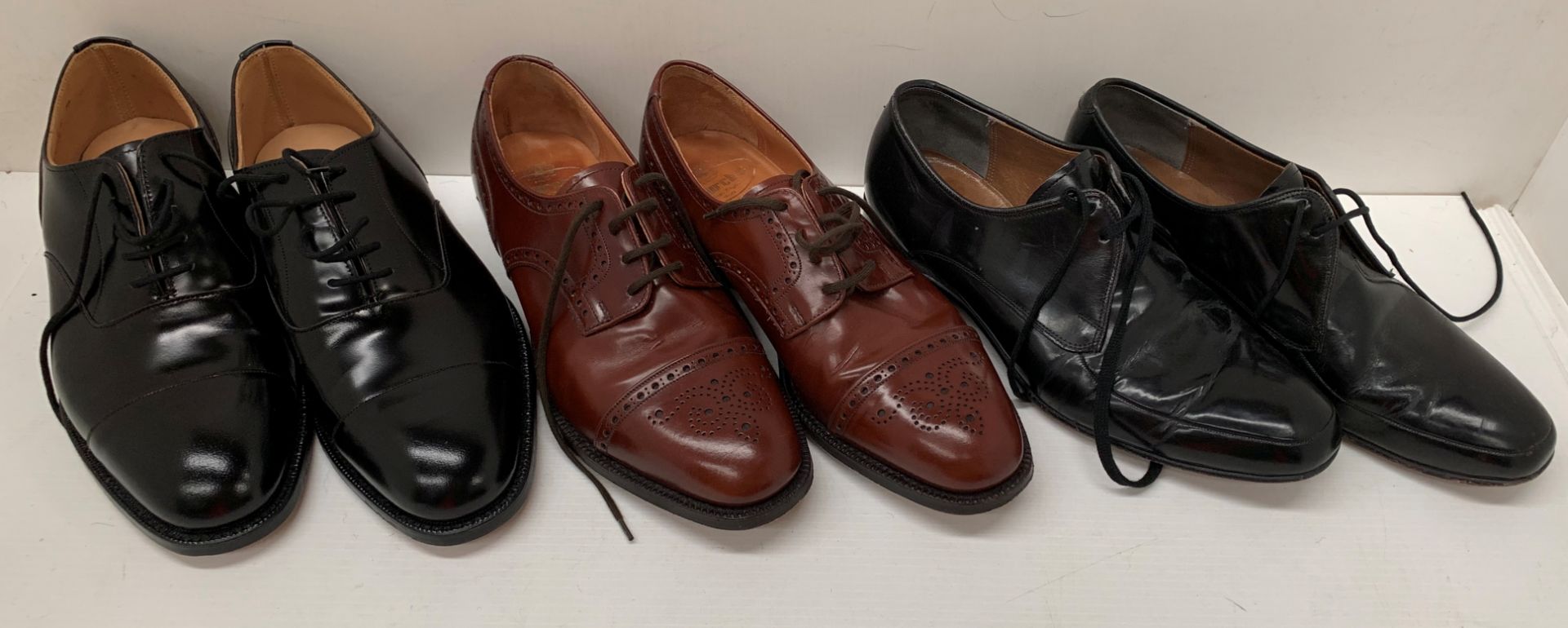 Three pairs of gentleman's leather shoes by Royal Tweed - size 7 1/2 (new),