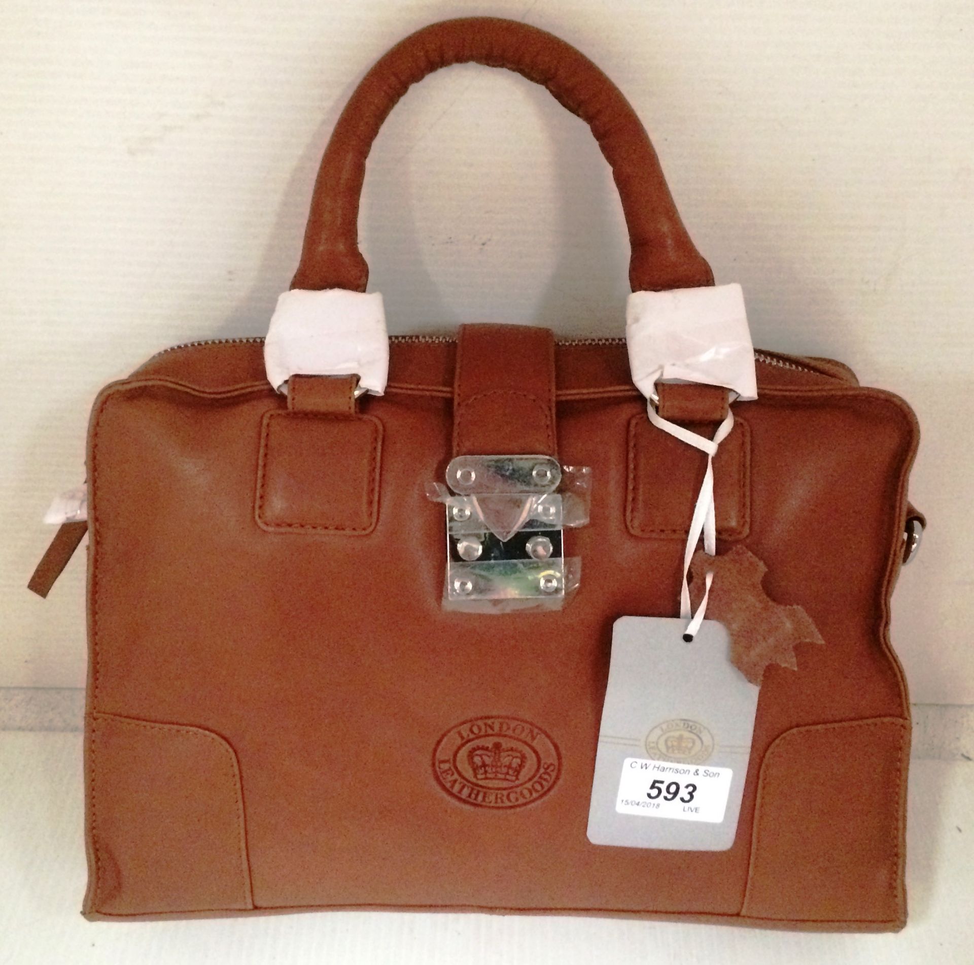 A London Leather Goods 0505 tan leather handbag