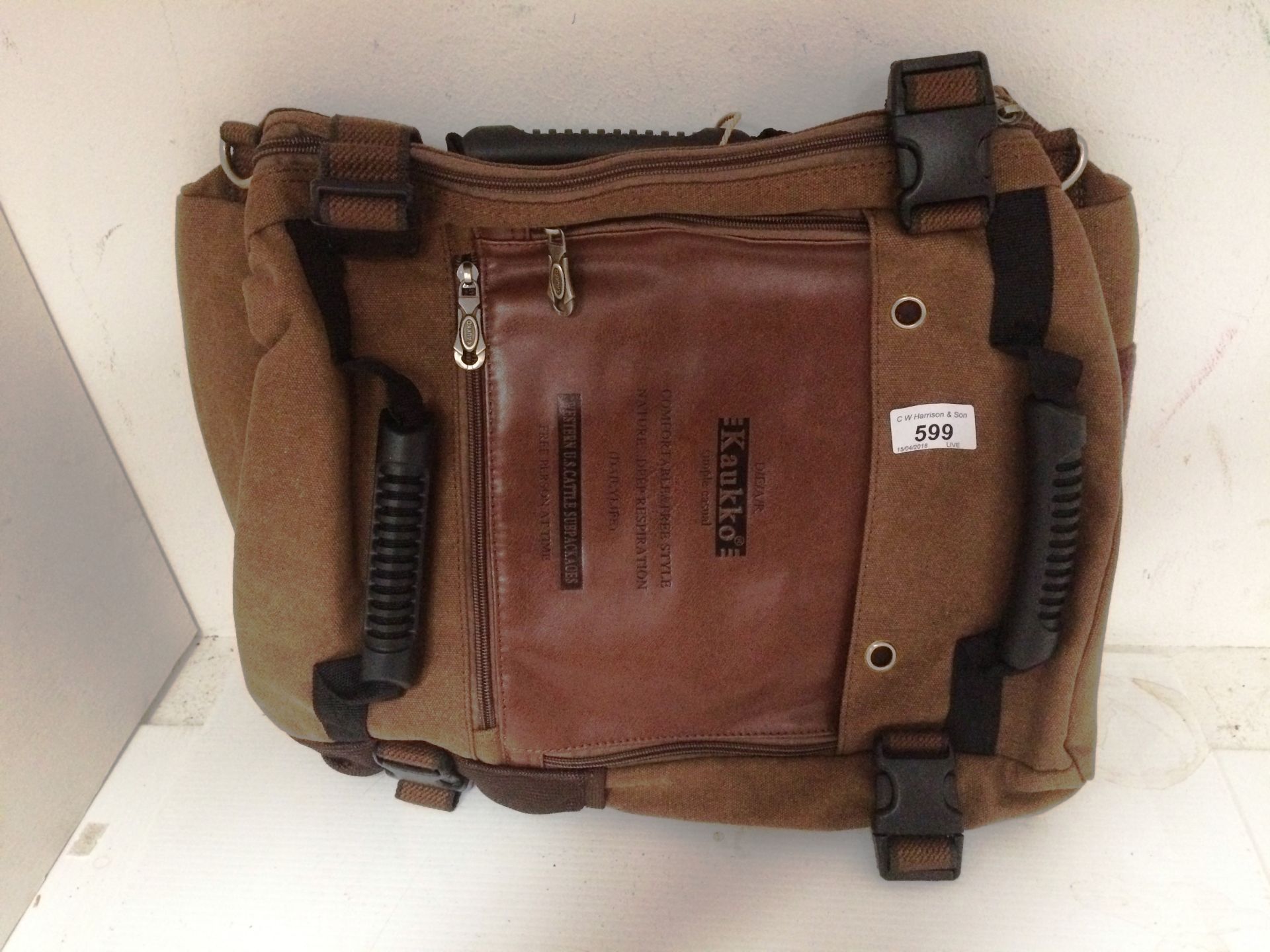 A Kaukko Simple casual satchel in brown leather/canvas