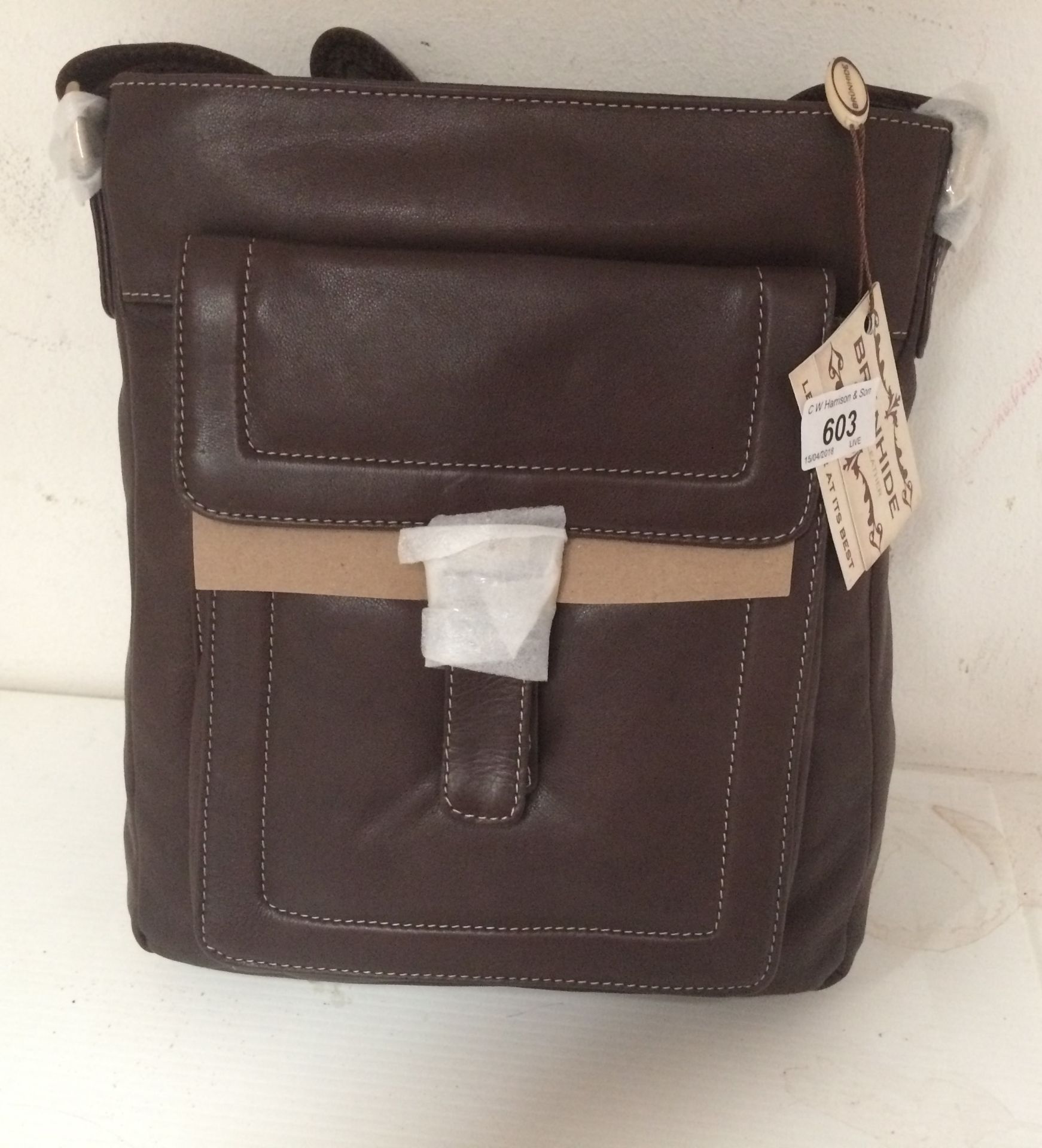 A Brunhide 119-300 chocolate leather shoulder bag