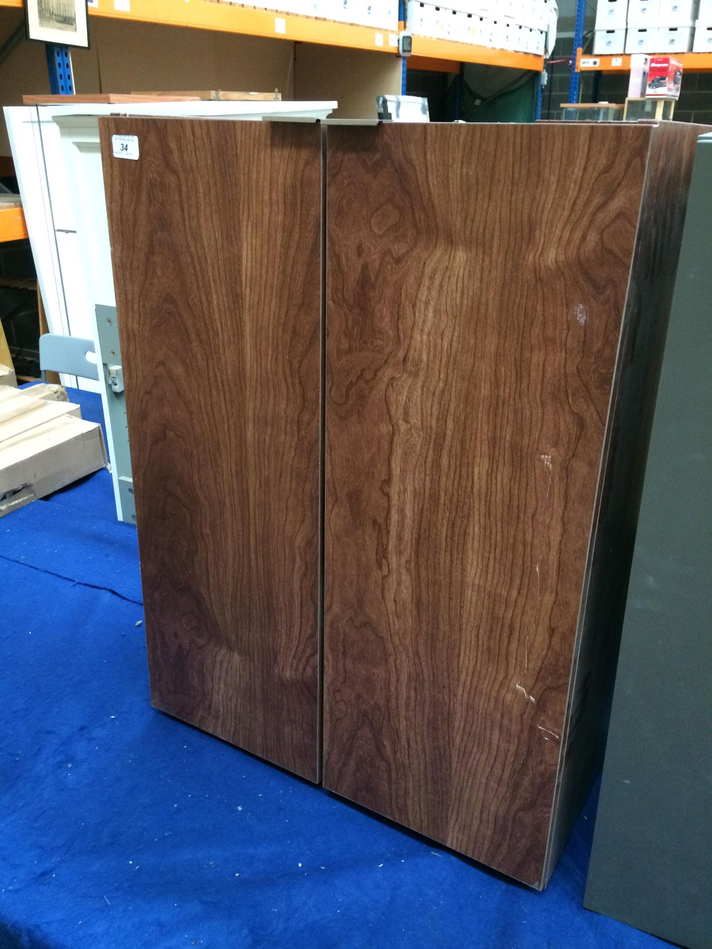 600mm twin soft close door walnut finish