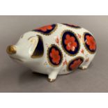 Royal Crown Derby paperweight modelled as a pig, LIV,