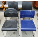 Four various Italian and other polypropylene chairs - three with chrome frames,