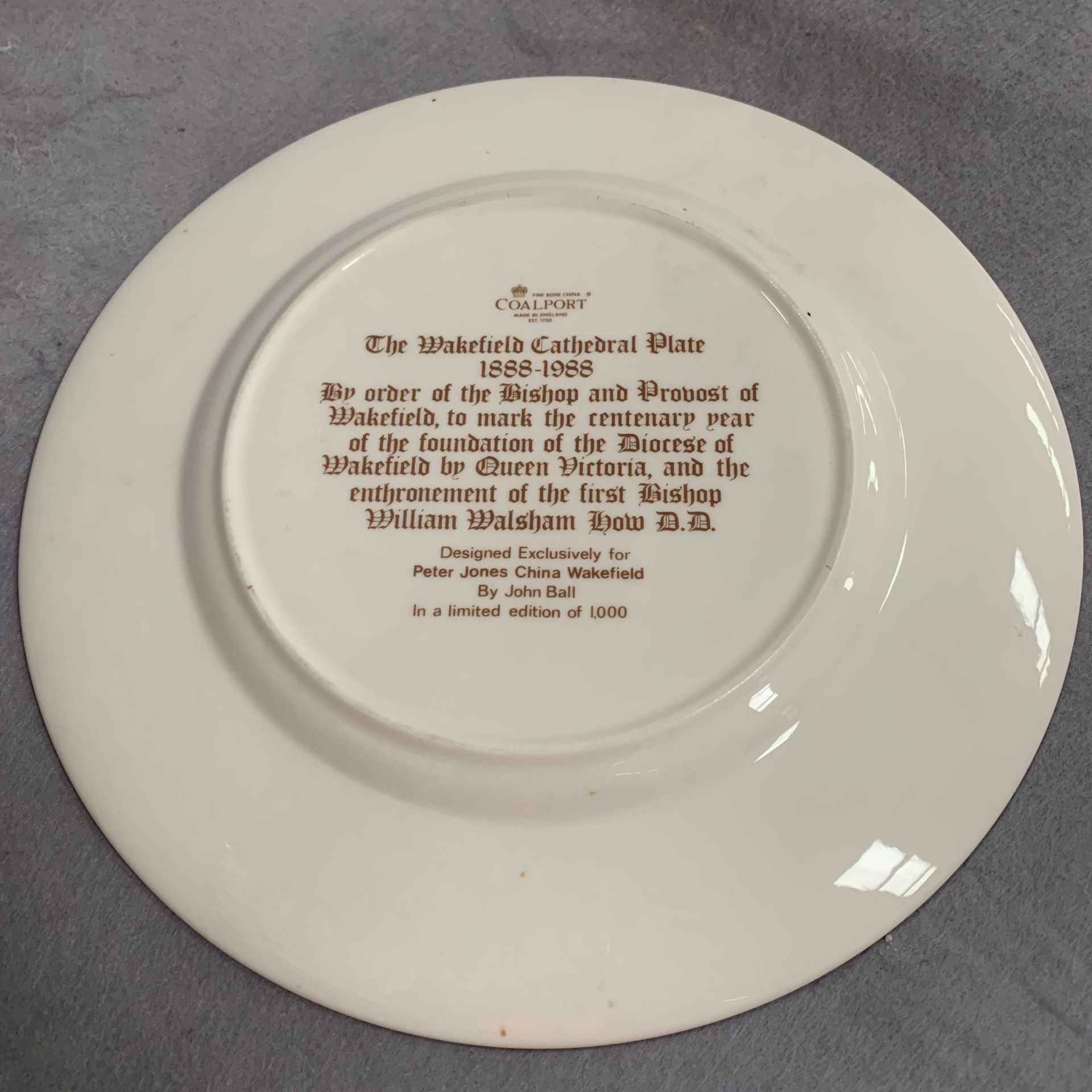 Coalport 'The Wakefield Cathedral Plate' 1888 to 1988 - limited edition of 1, - Image 2 of 2