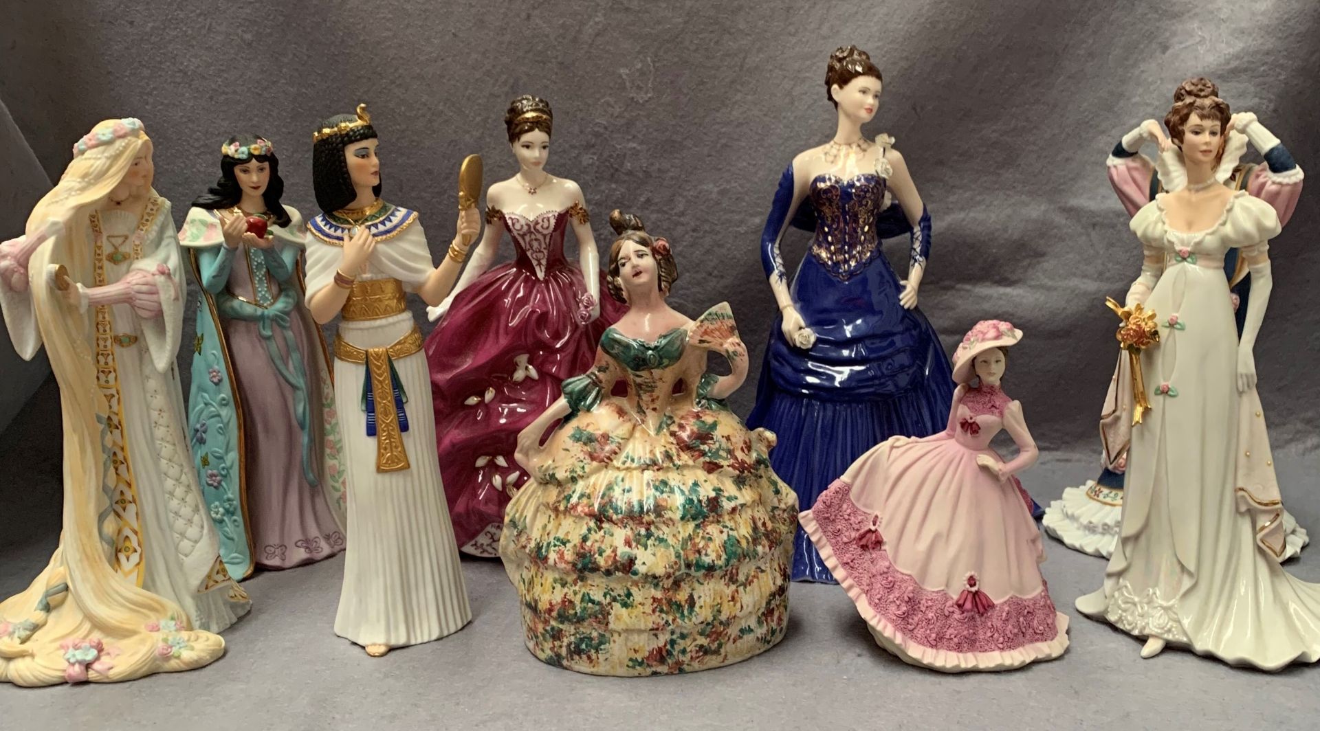 Nine figures of ladies - Coalport 'A Royal Engagement',