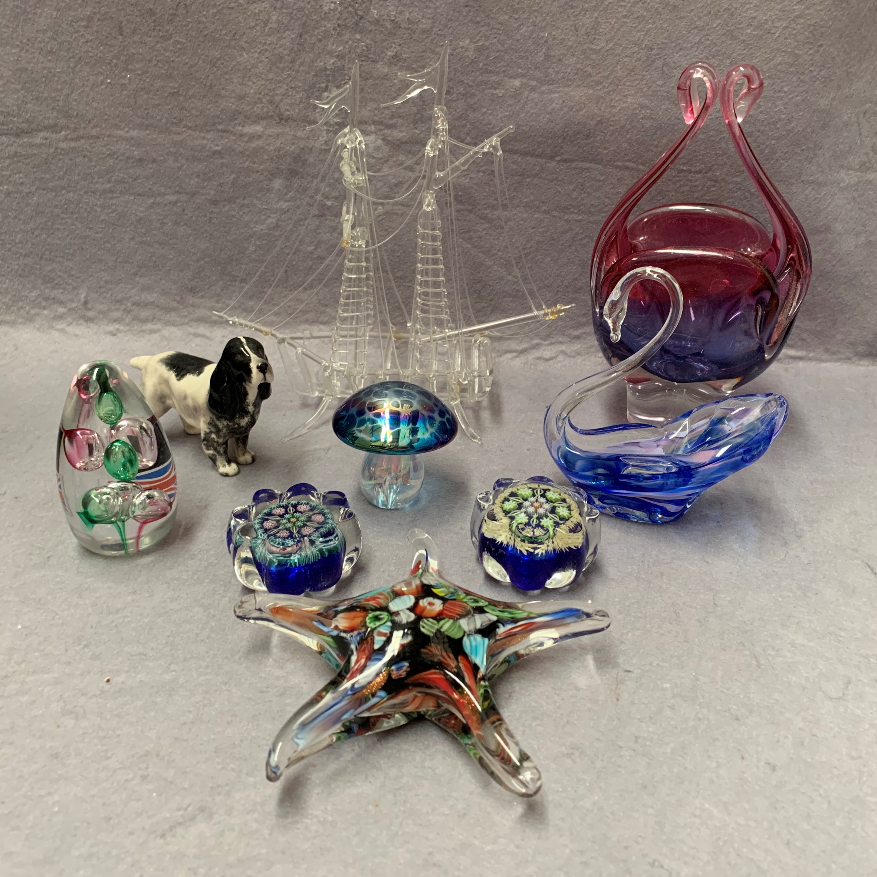 A collection of glassware including galleon, swan, mushroom, starfish, paperweights etc. - Image 2 of 2