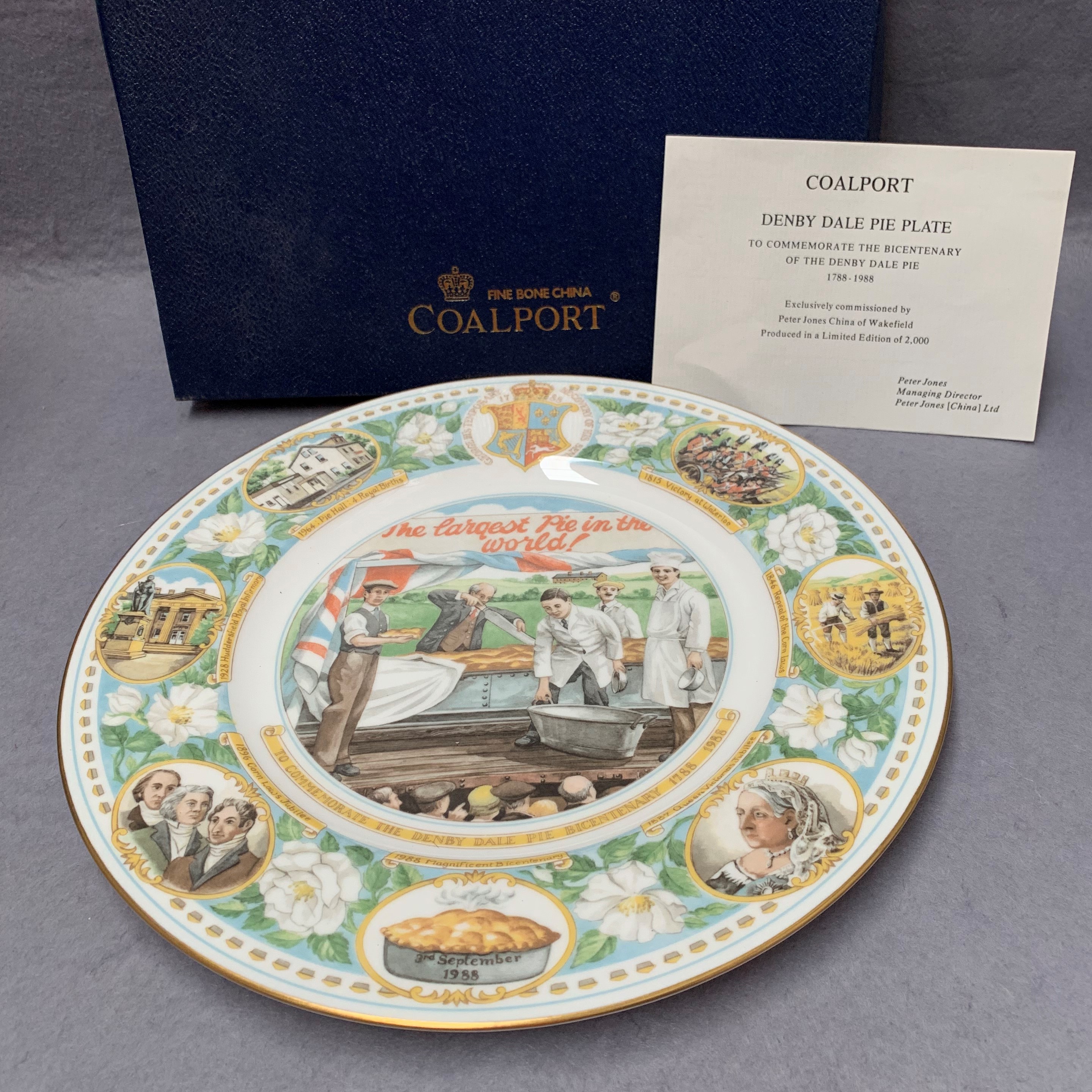 Coalport Denby Dale pie plate to commemorate the bicentenary of the Denby Dale pie 1788-1988