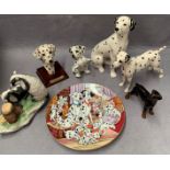 Beswick Dalmatian, Disney 101 Dalmatians plate, three other Dalmatian figures etc.