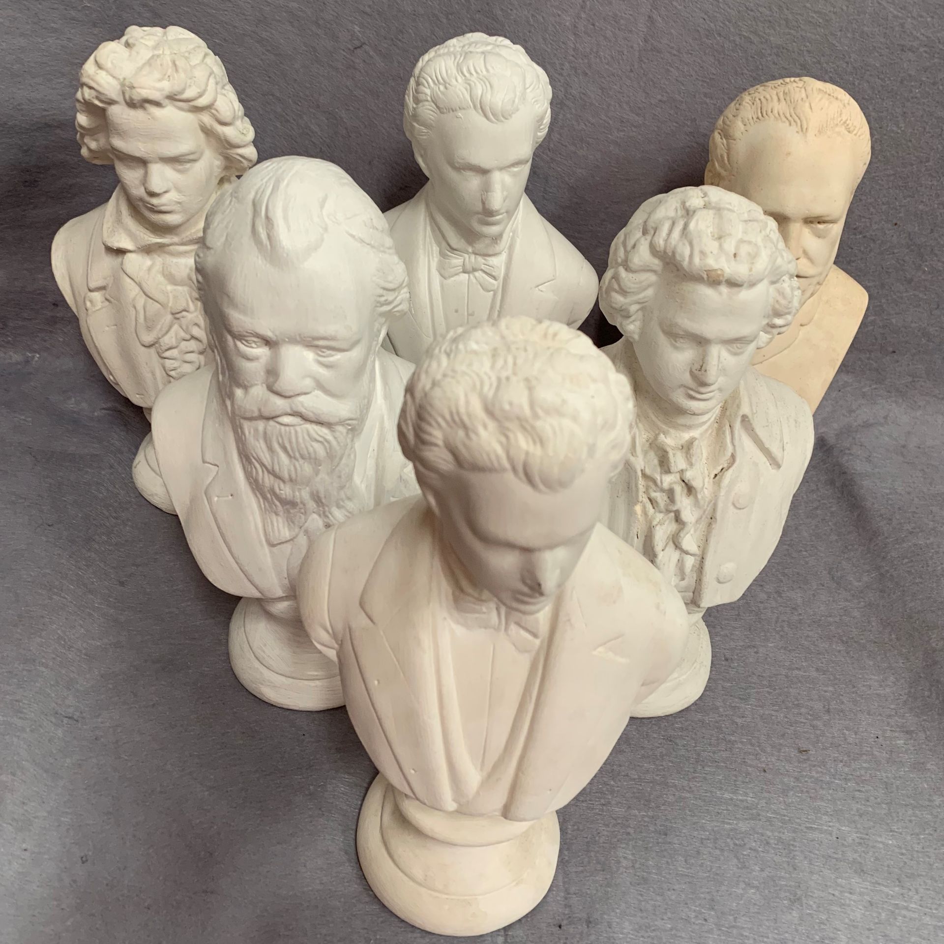 Six plaster busts of composers including Beethoven, Chopin, - Image 3 of 3