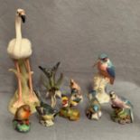 9 x ceramic bird figurines by Royal Belvedere, Royal Worcester,