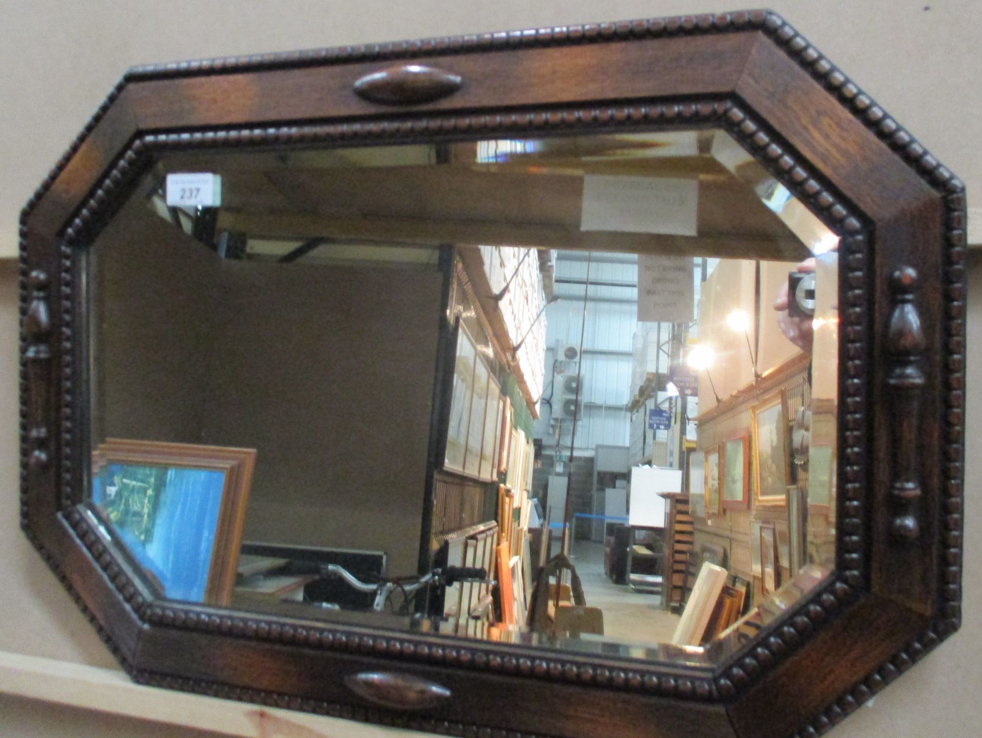 Oak framed wall mirror 30 x 54cm