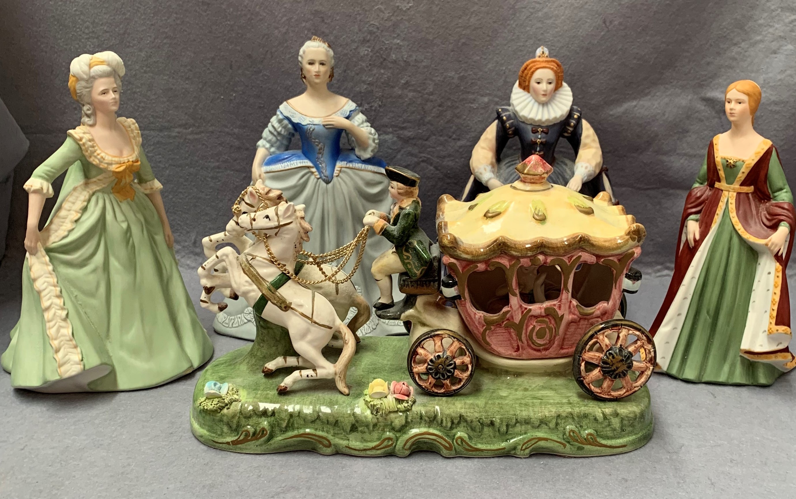 Four Franklin queen figures - Marie Antoinette, Catherine the Great,