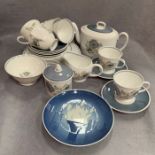 Susie Cooper Glen Mist tea service comprising teapot, sandwich plate, six cups, six saucers,