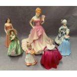 Seven figures of ladies - Royal Doulton Summer Ball, Sagittarius and Mothers helper,