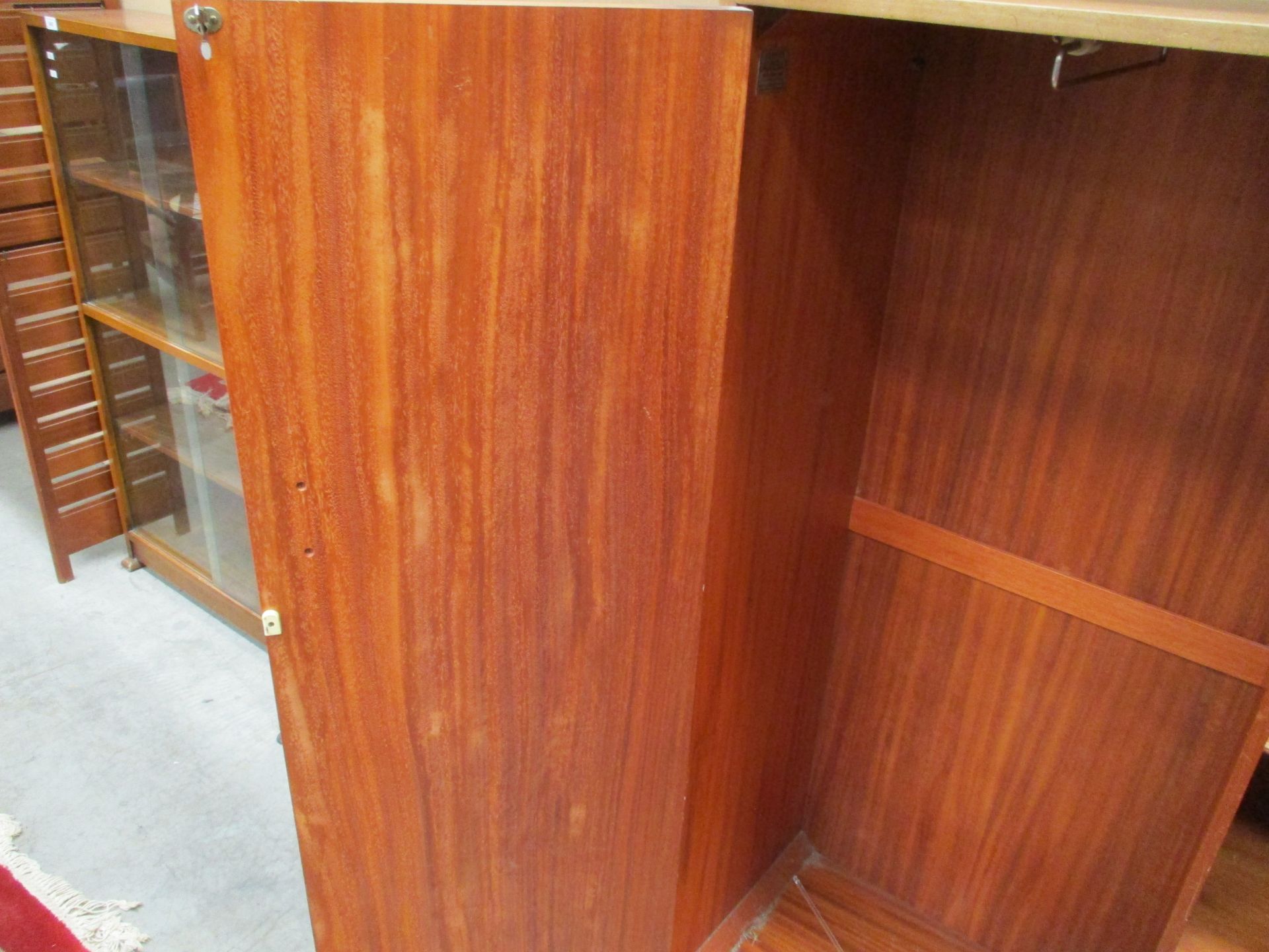 A teak and metal framed Staples Ladderax (with label) wall unit with cupboards, - Image 6 of 6