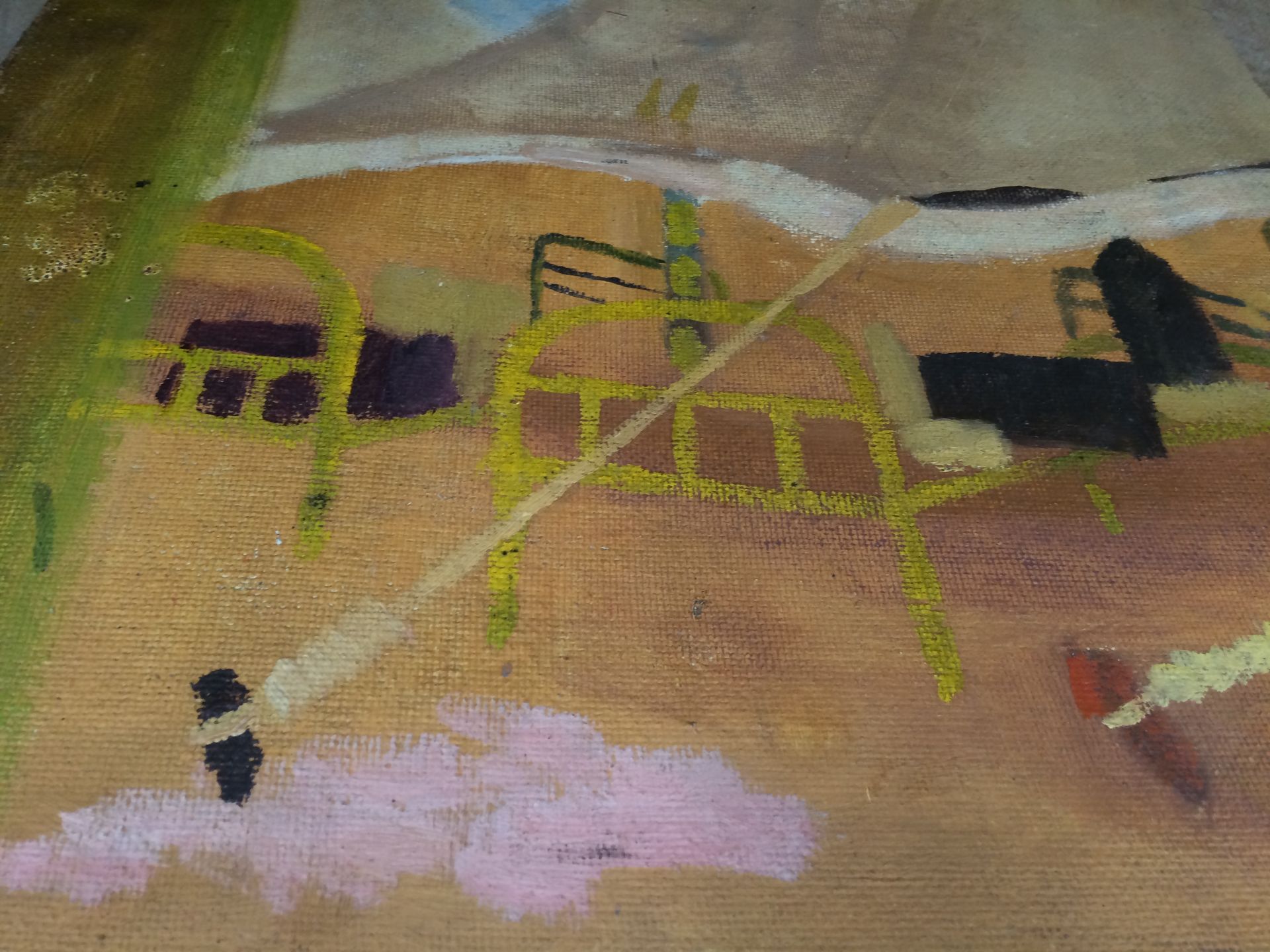 Oil on board view from a window 62 x 51cm with an oil on board of a house to verso - Image 10 of 11