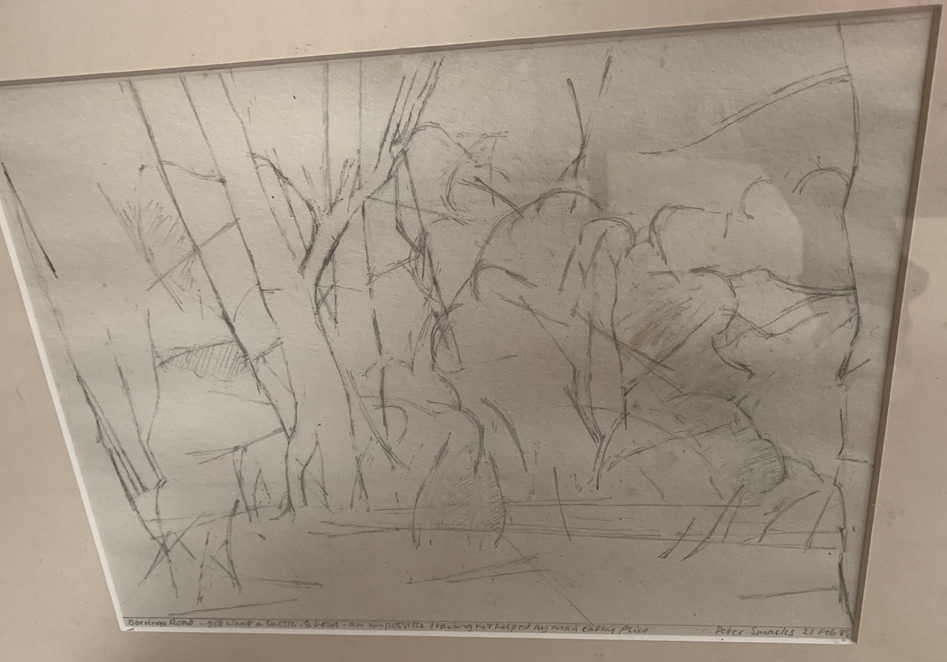 Peter Smailes framed pencil study 'Barringo Road - God what a tussle - 6 hours - an impossible - Image 2 of 2