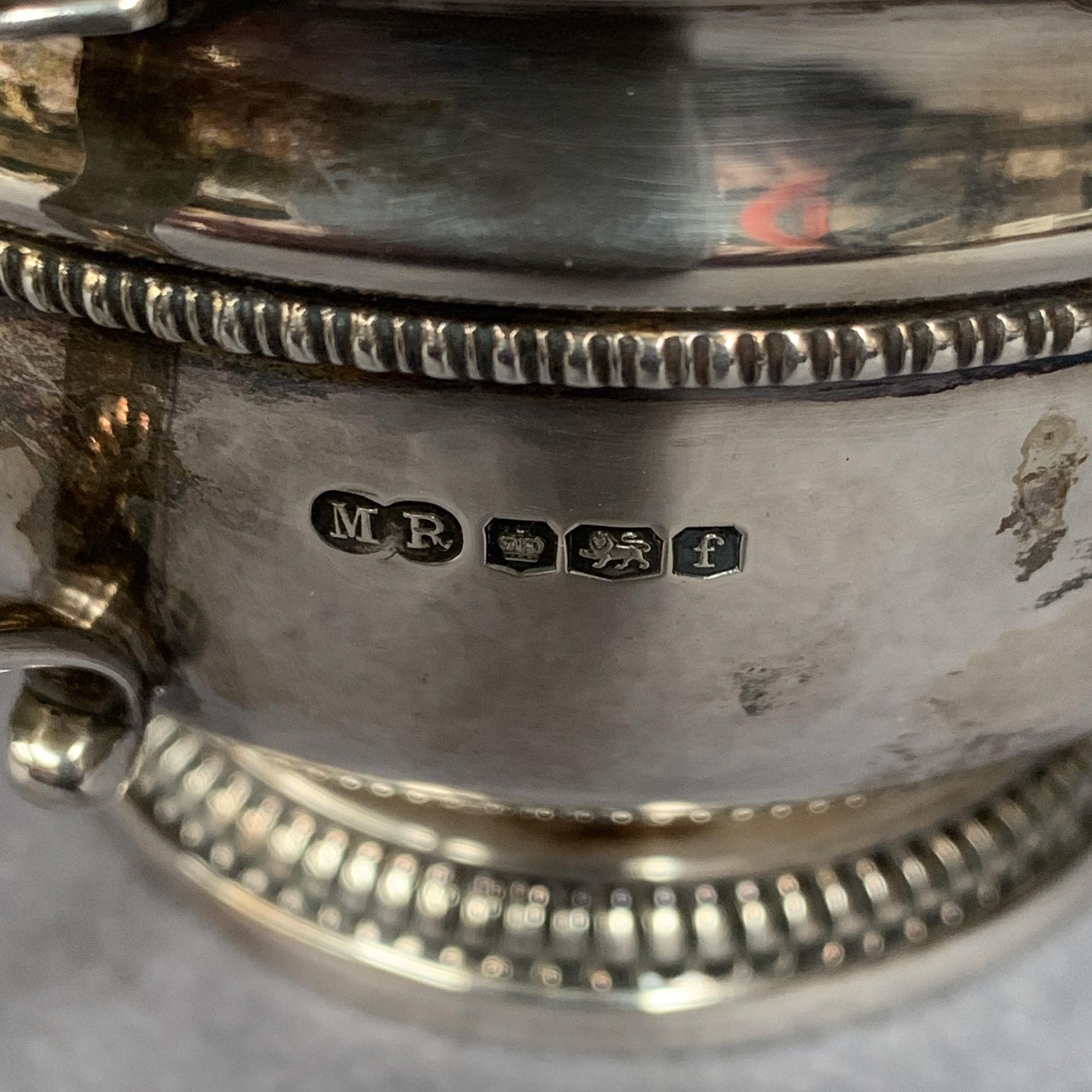 A two-handled Christening bowl, with shaped edge, decorated with beading, circular foot, - Image 4 of 6