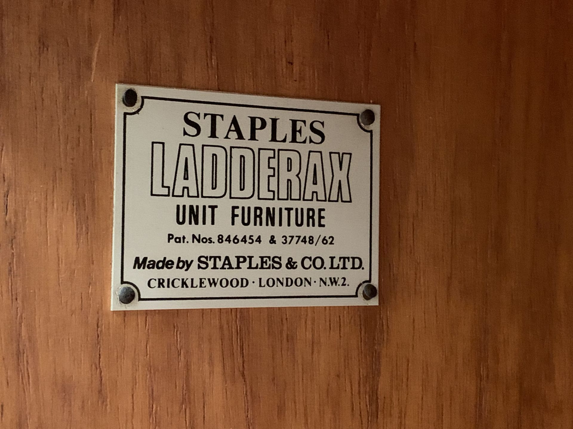 A teak and metal framed Staples Ladderax (with label) wall unit with cupboards, - Image 3 of 6