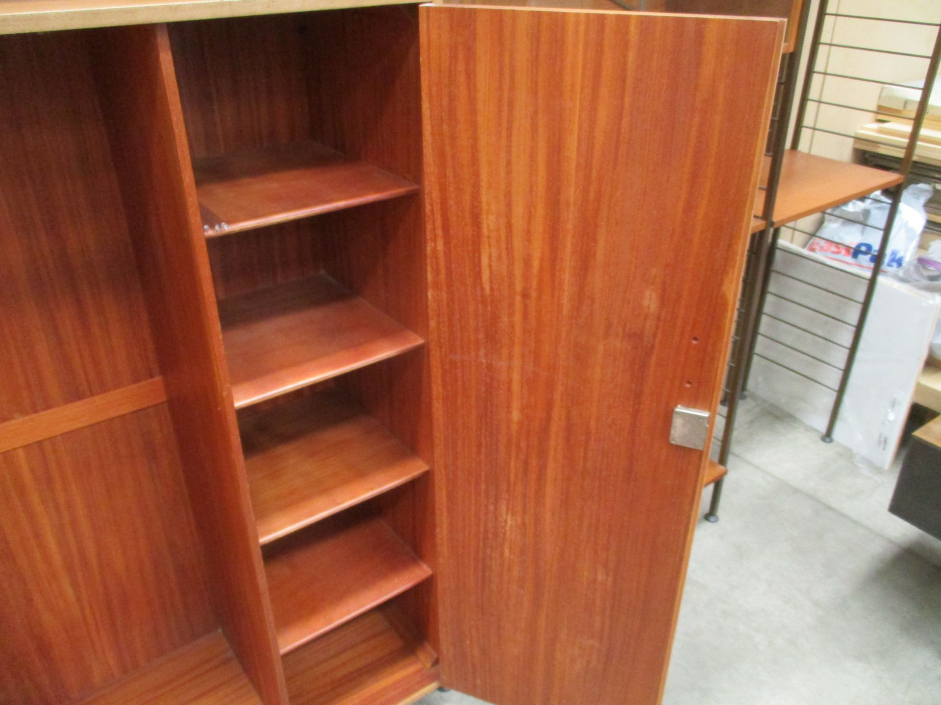 A teak and metal framed Staples Ladderax (with label) wall unit with cupboards, - Image 5 of 6