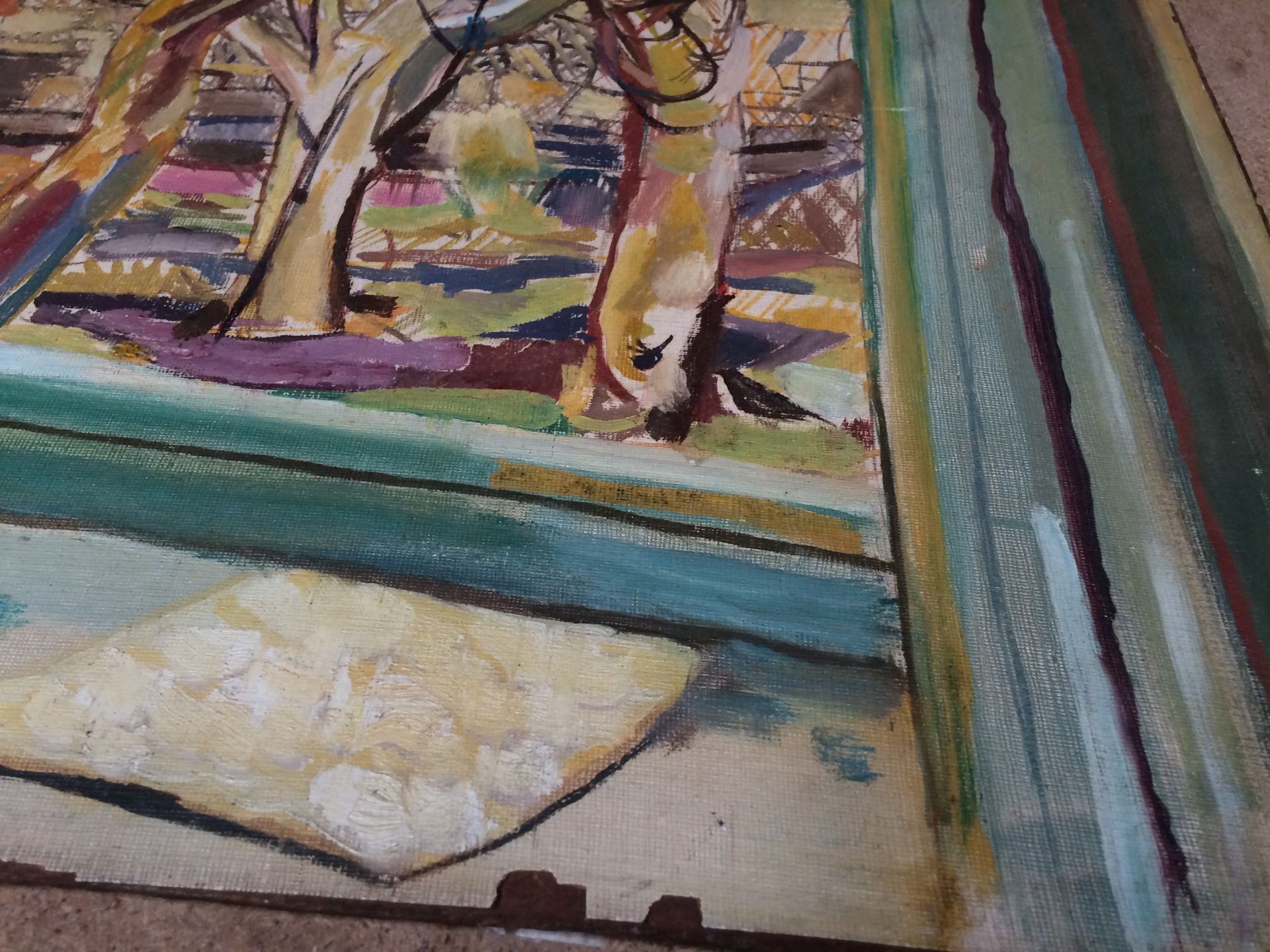 Oil on board view from a window 62 x 51cm with an oil on board of a house to verso - Image 7 of 11