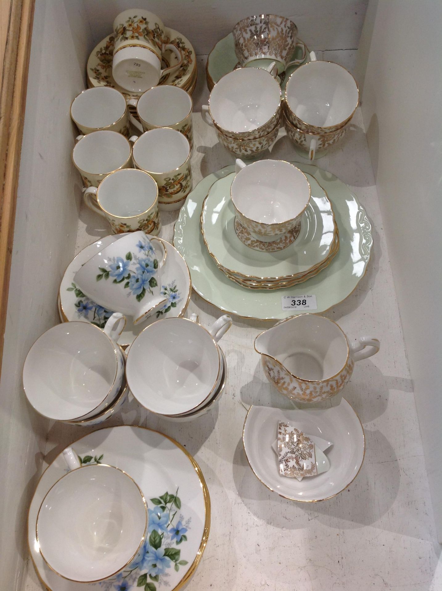 Six Elizabethan fine bone china Autumn Song coffee cups and saucers and two part tea services by
