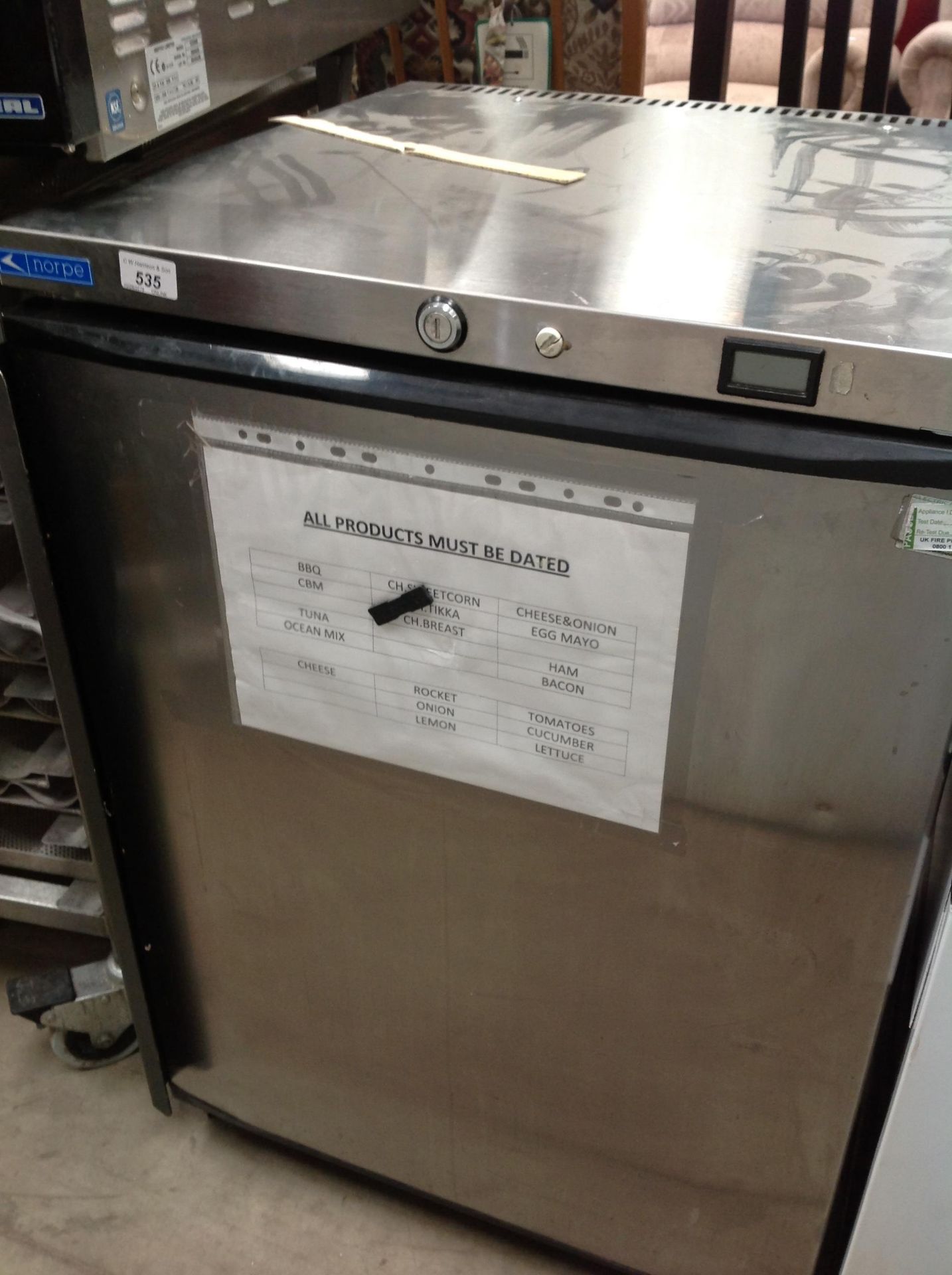 Norpe stainless steel under counter fridge model no: CL150SN 240v