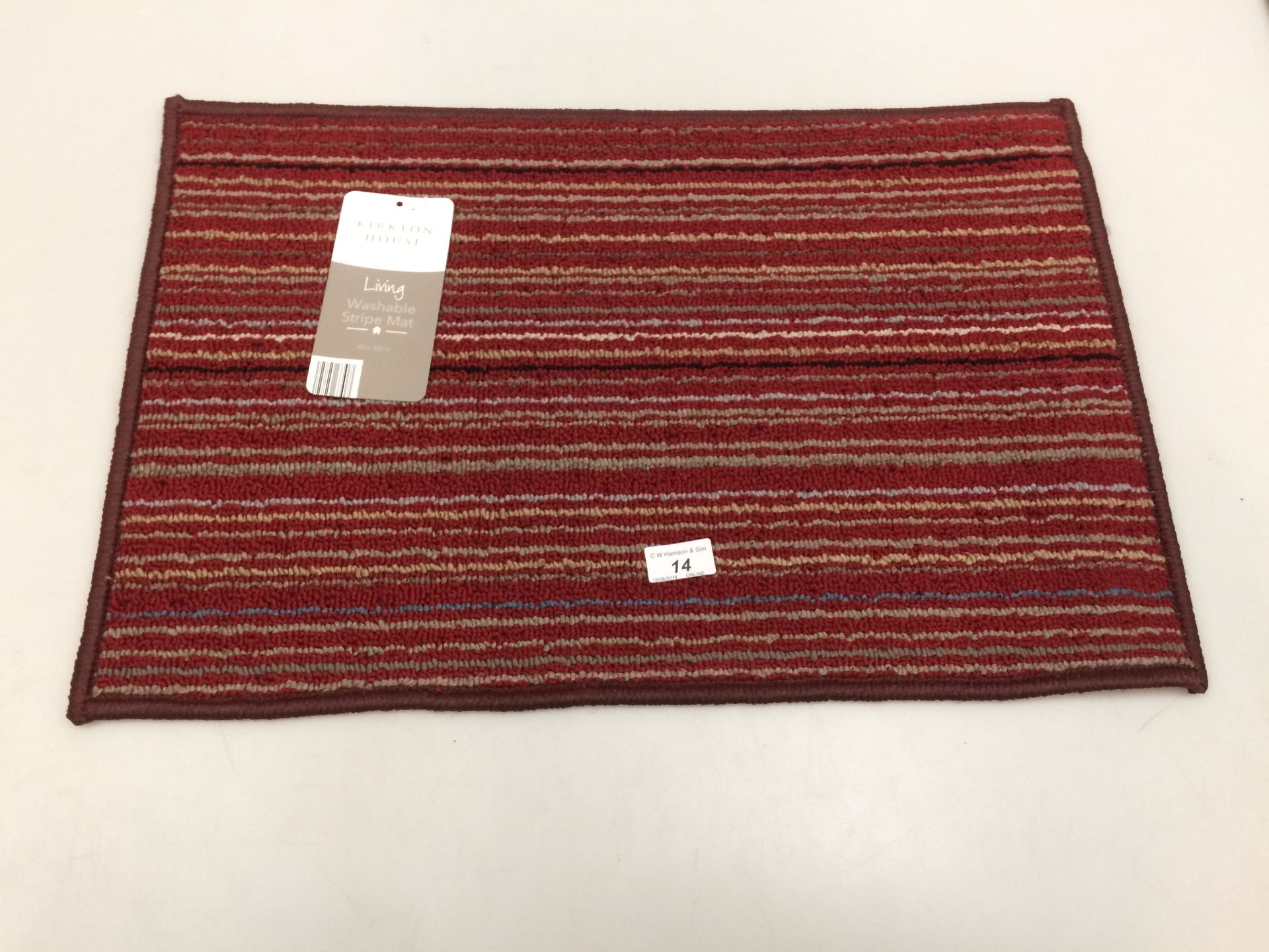 10 x Kirkton House multi coloured striped washable door mats each 40 x 60cm