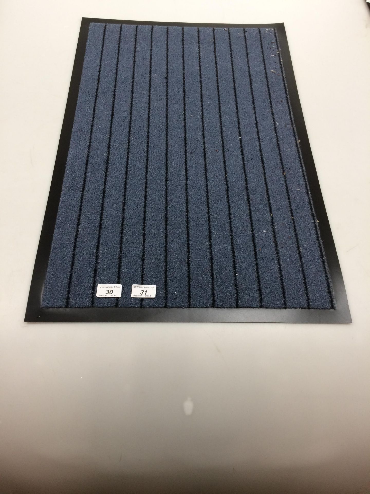 10 x blue and black striped door mats with anti-slip rubber inlay each 50 x 80cm