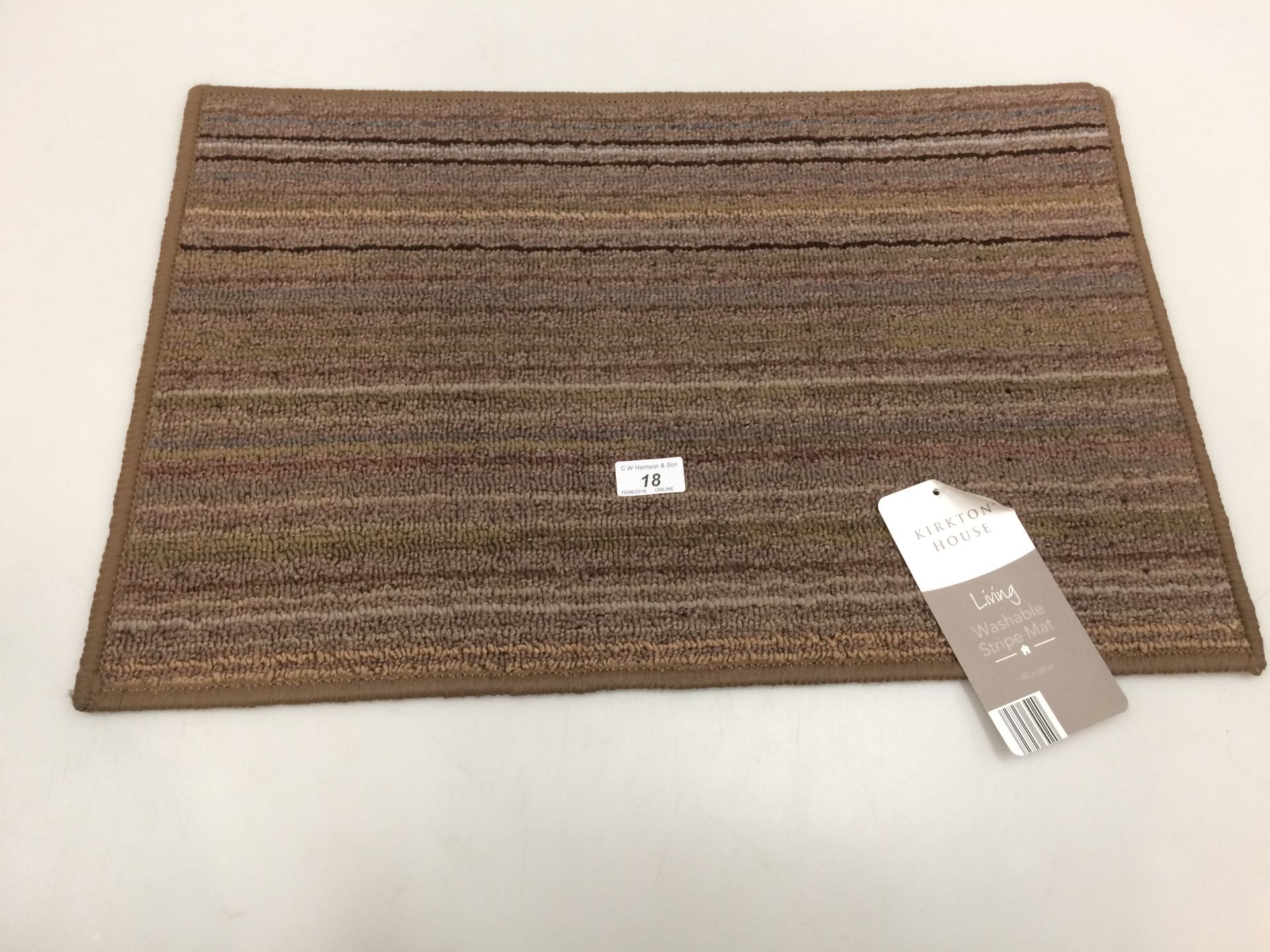 10 x Kirkton House brown multi striped washable door mats each 40 x 60cm