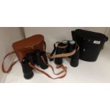 Two items - a pair of 7 x 50 binoculars in leather case and a pair of Prinz 10 x 50 272 1000 Y.D.